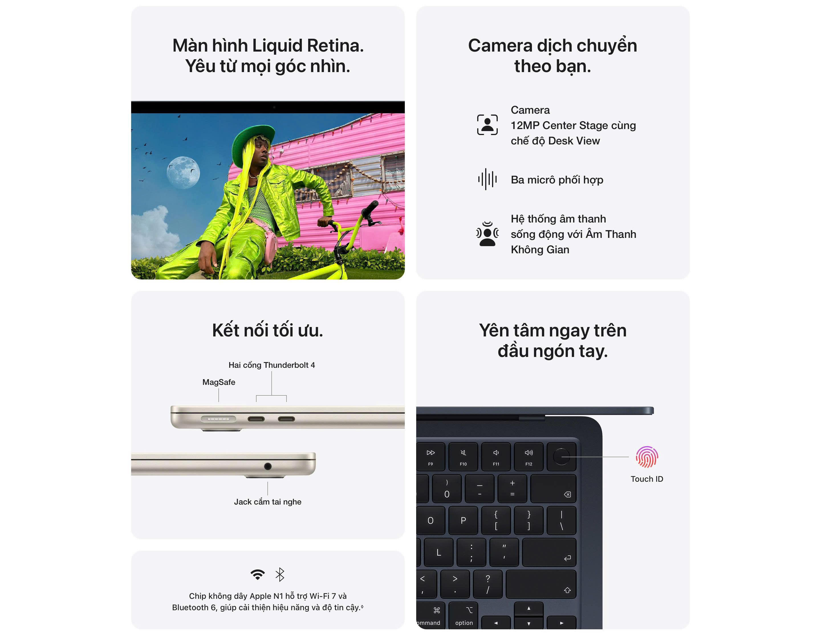 Máy tính xách tay Apple MacBook Air 13.6 inch, M5, 16GB ram, 10-core CPU, 8-core GPU, 512GB, sạc 30W