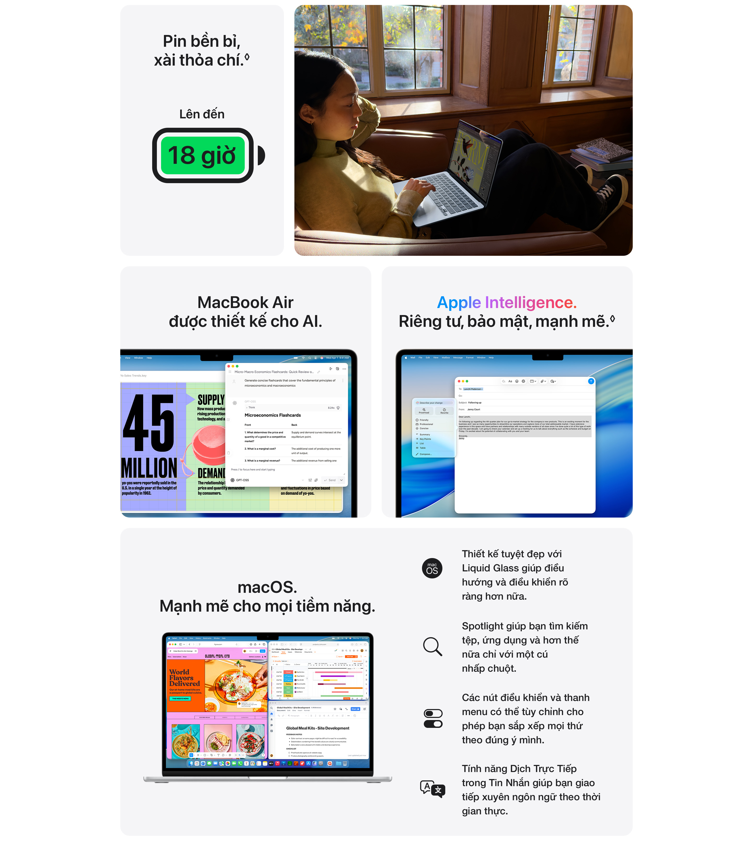 Máy tính xách tay Apple MacBook Air M5 13.6 inch 2026 (10CPU | 10GPU | 16GB RAM | 1TB SSD)