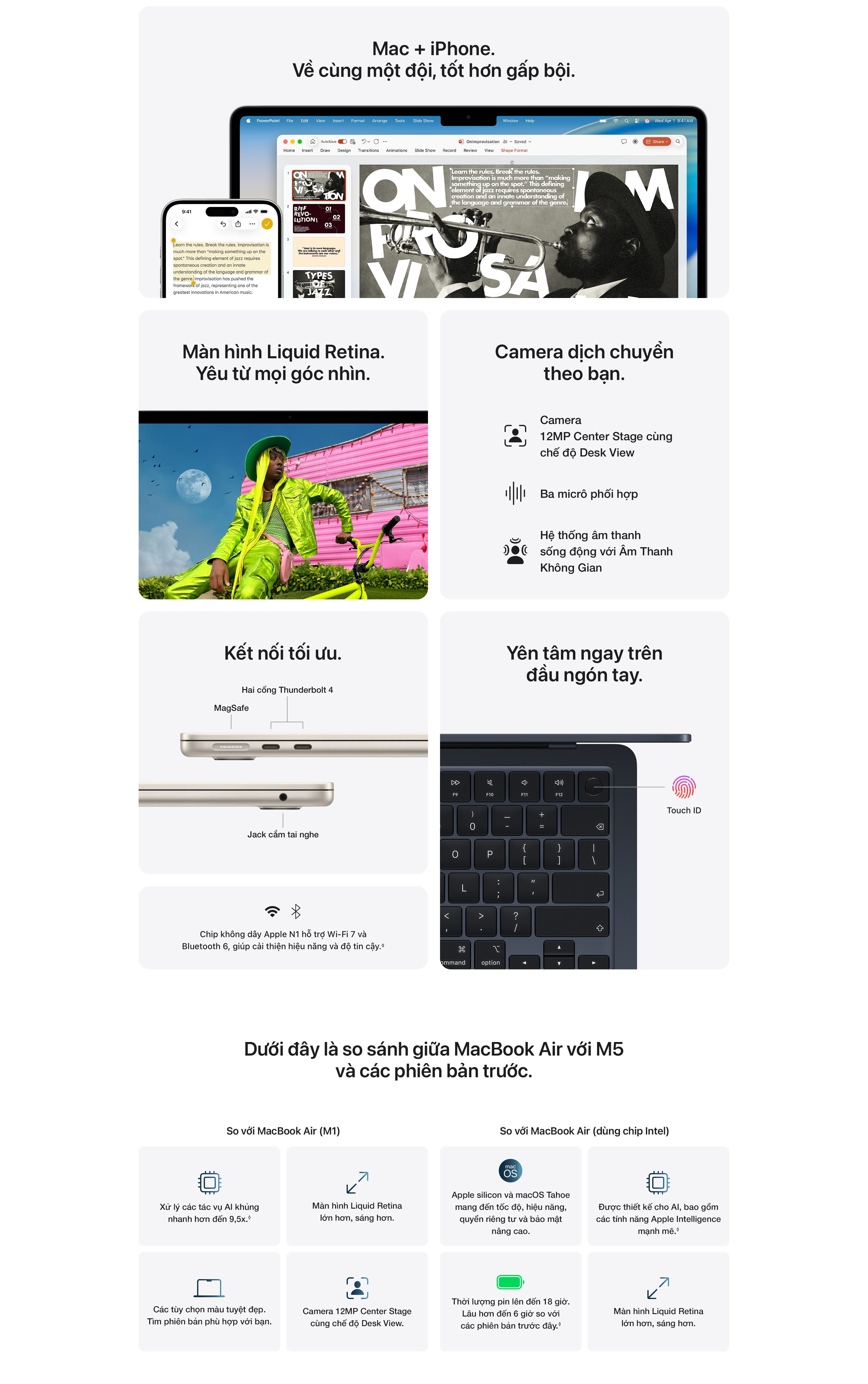 Máy tính xách tay Apple MacBook Air M5 13.6 inch 2026 (10CPU | 10GPU | 16GB RAM | 1TB SSD)