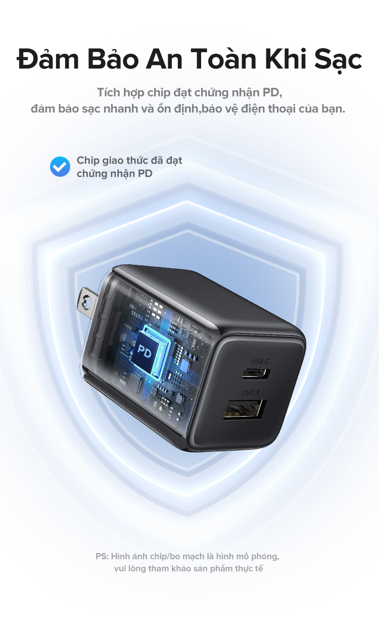 Củ sạc nhanh UGREEN 20W Type C PD Charger cho SAMSUNG S24 Ultra Xiaomi Power Delivery cho iPhone 15/16/17 – ảnh mô tả chi tiết 4