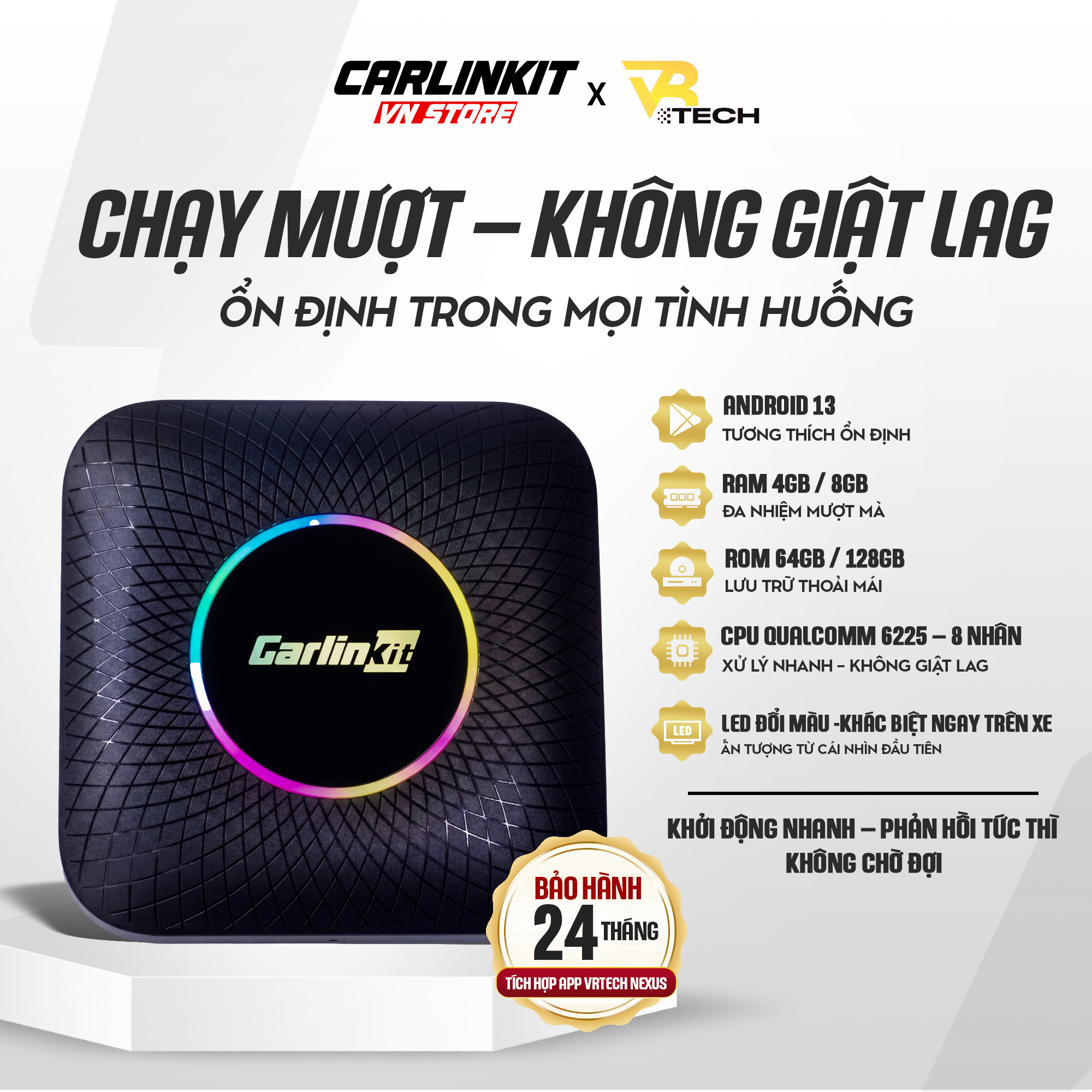 Carlinkit TBOX AMBIENT V2 VRTECH Edition 2026 - Android Box Ô Tô, Apple ...