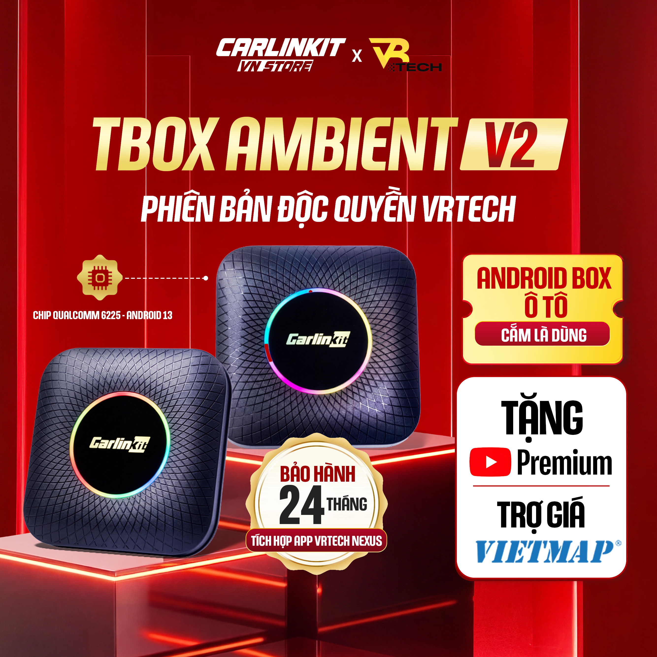 Carlinkit TBOX AMBIENT V2 VRTECH Edition 2026 - Android Box Ô Tô, Apple ...