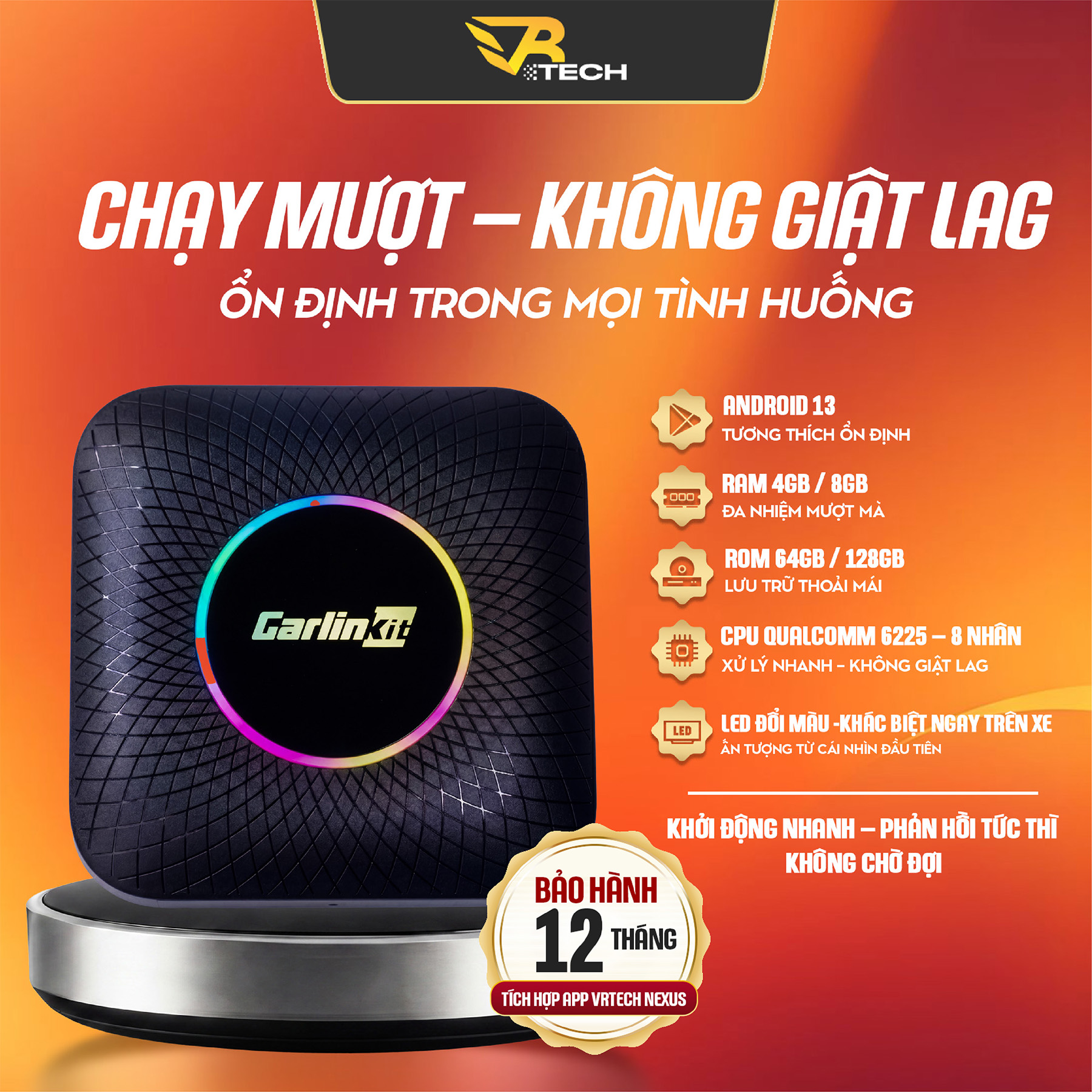 Carlinkit TBOX AMBIENT V2 2026, Android Box Ô Tô Chip Qualcomm 6225 ...