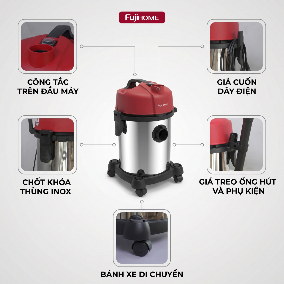 Chức năng thổi bụi mạnh mẽ làm sạch lá cây và góc khuất