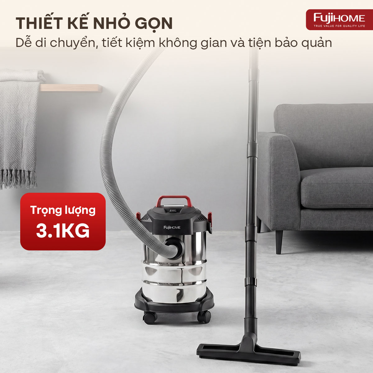 Đa năng 3 trong 1 hút khô hút ướt và thổi bụi máy hút bụi Fujihome VC12N