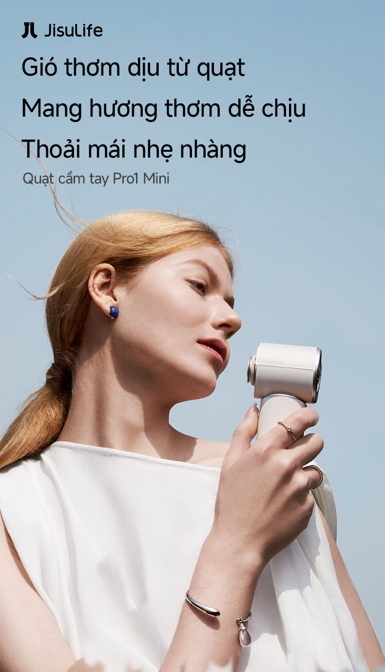 Quạt cầm tay cao cấp JISULIFE Pro1 Mini với con lăn điều chỉnh 100 mức độ gió