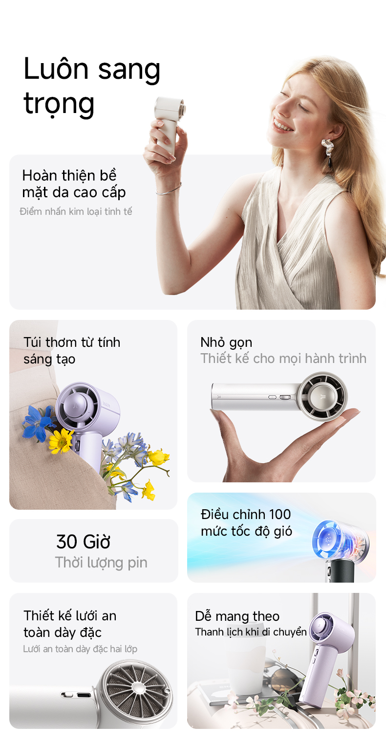 Màn hình LED hiển thị pin và tốc độ gió trên quạt JISULIFE Pro1 Mini
