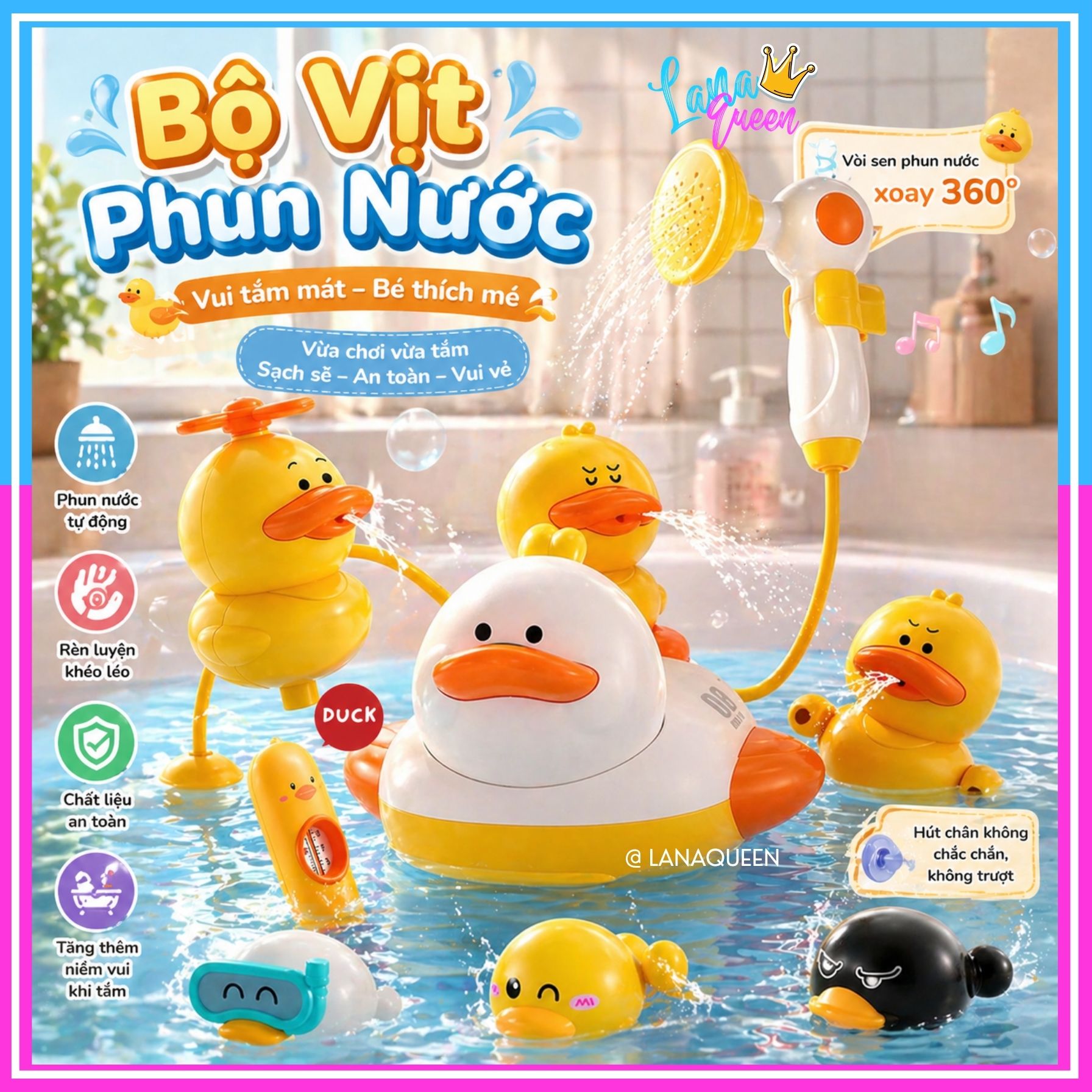 Đồ Chơi Vịt Phun Nước, Đồ Chơi Nhà Tắm thả bồn tắm Cho Bé đồ chơi nhà ...