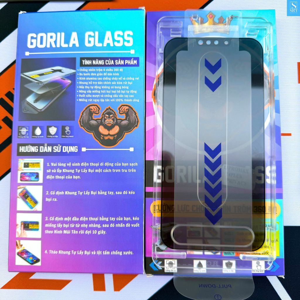 Kính Cường Lực iphone Chống Nhìn Trộm 360 Độ Tự dán rút bụi GORILA GLASS cho ip 17 18 ProMax 16 15 14 13 12 11 X Xs – ảnh mô tả chi tiết 5