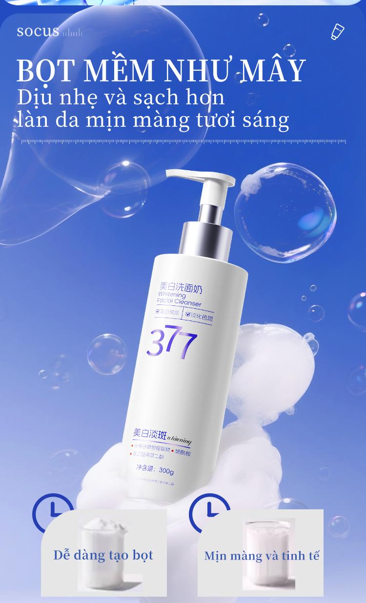 Sữa rửa mặt 377 – làm sáng da tức thì, mờ nám, kiềm dầu nhờn, se khít lỗ chân lông. Da sạch mịn, sáng hồng, hợp da dầu