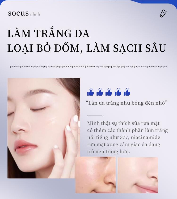 Sữa rửa mặt 377 – làm sáng da tức thì, mờ nám, kiềm dầu nhờn, se khít lỗ chân lông. Da sạch mịn, sáng hồng, hợp da dầu