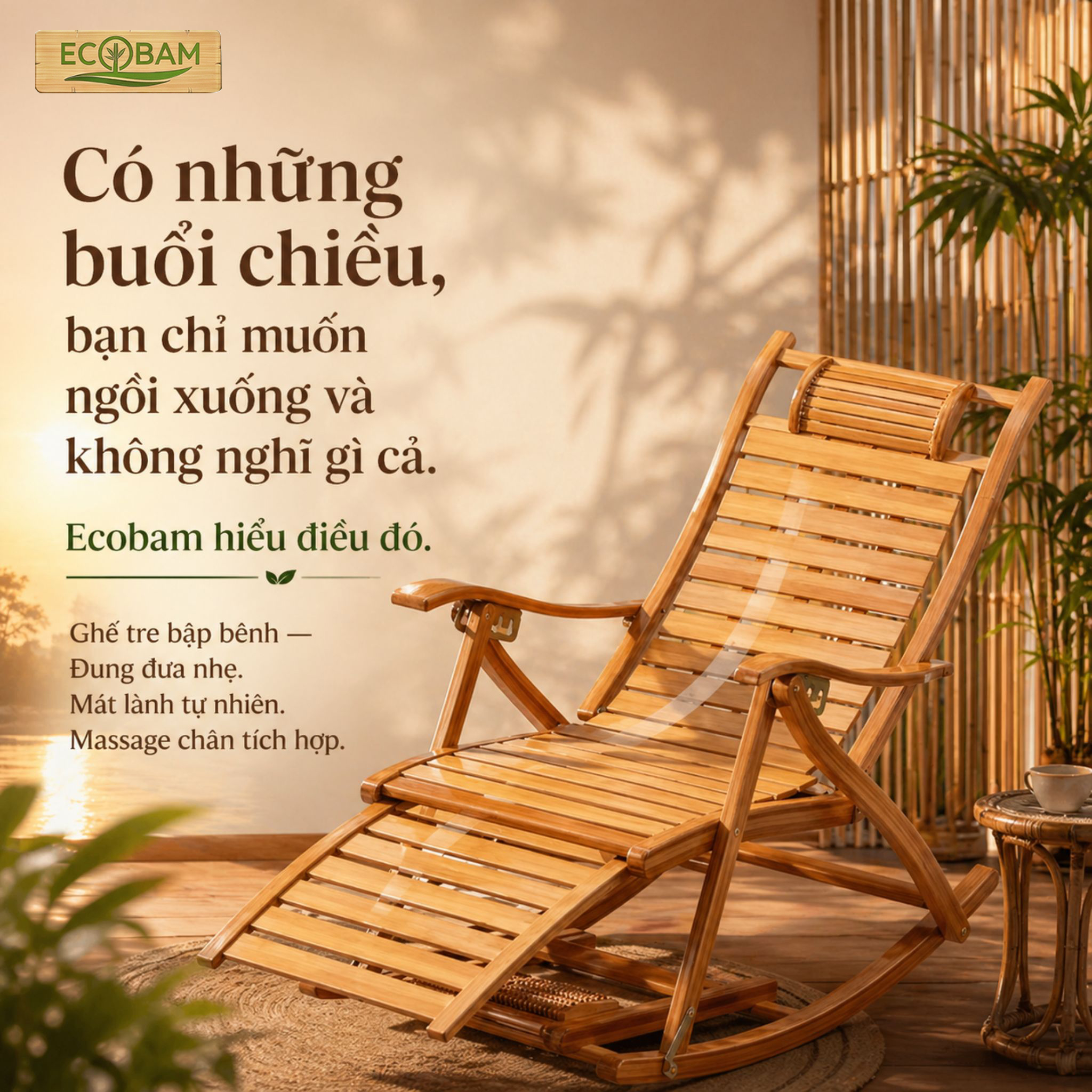 [SIÊU HOT] Ghế Tre Bập Bênh Gấp Gọn ECOBAM Ghế Tựa Lưng Đọc Sách, Ghế ...