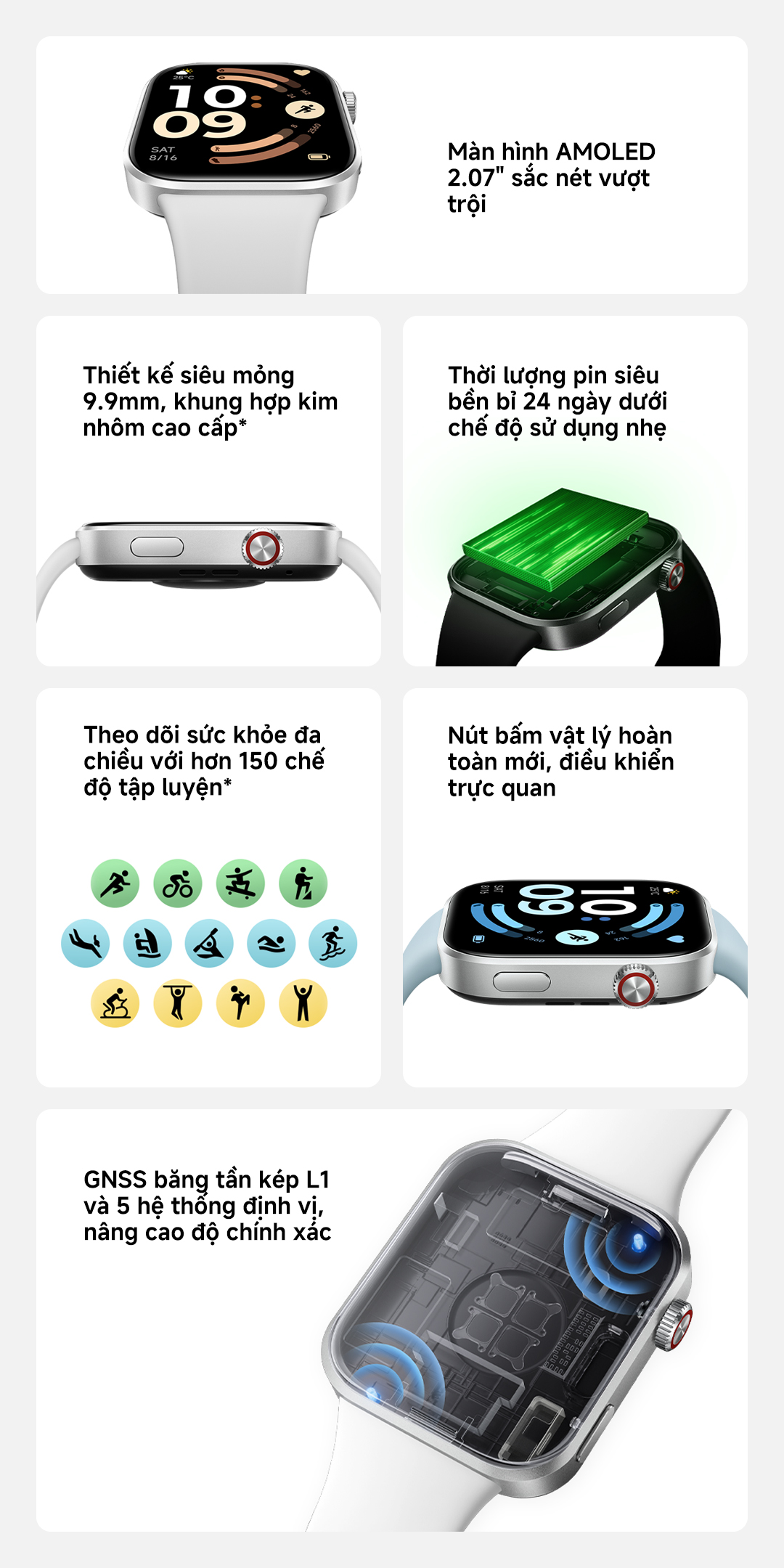 Xiaomi Đồng hồ thông minh Redmi Watch 6 | Màn AMOLED 2.07" | Đàm thoại qua bluetooth | Pin lớn 550 mA – ảnh mô tả chi tiết 2