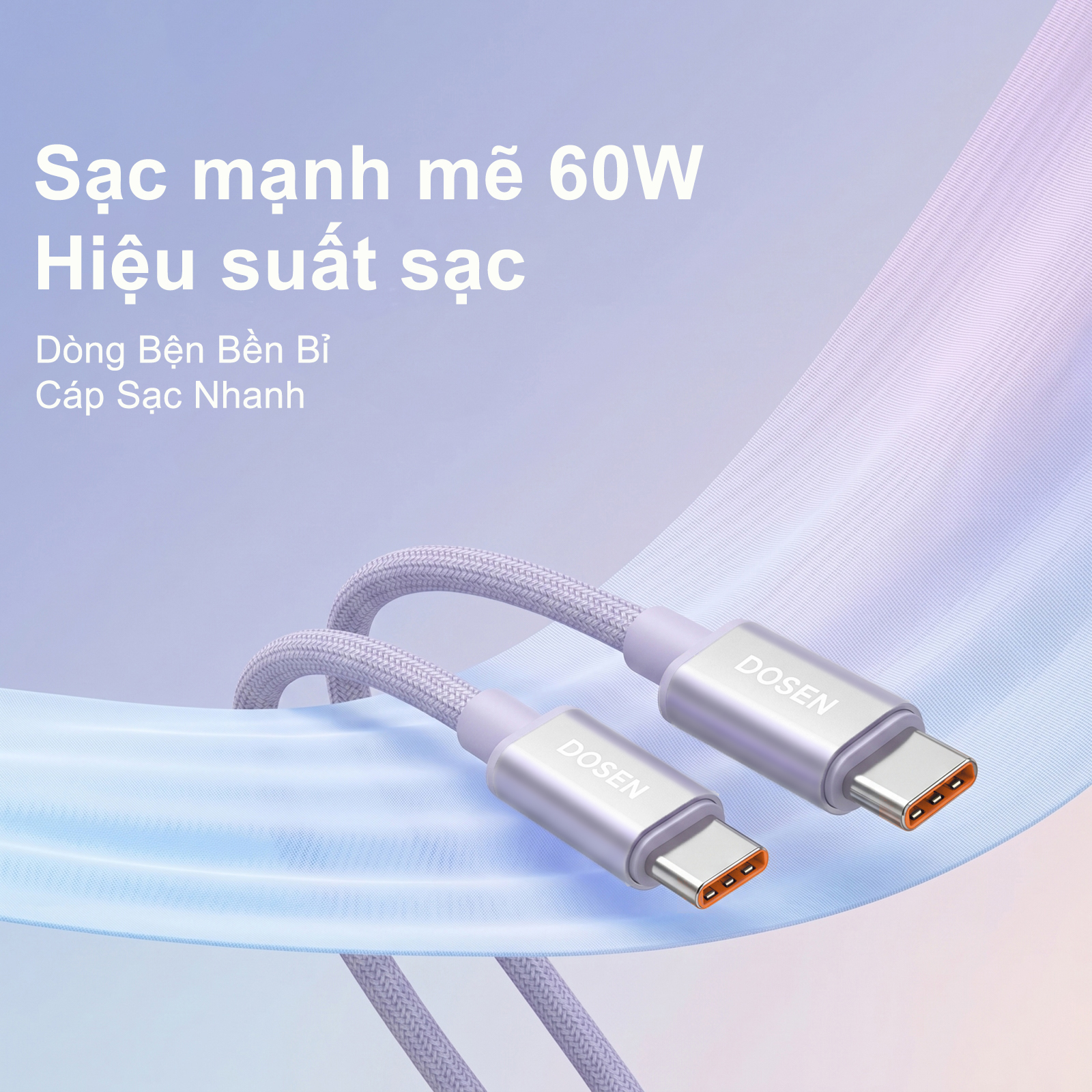DOSEN PRO 1M-2M Dây cáp sạc nhanh PD 60W từ Type-C sang Type-C tiện dụng cho Macbook Pro Xiaomi Samsung – ảnh mô tả chi tiết 1
