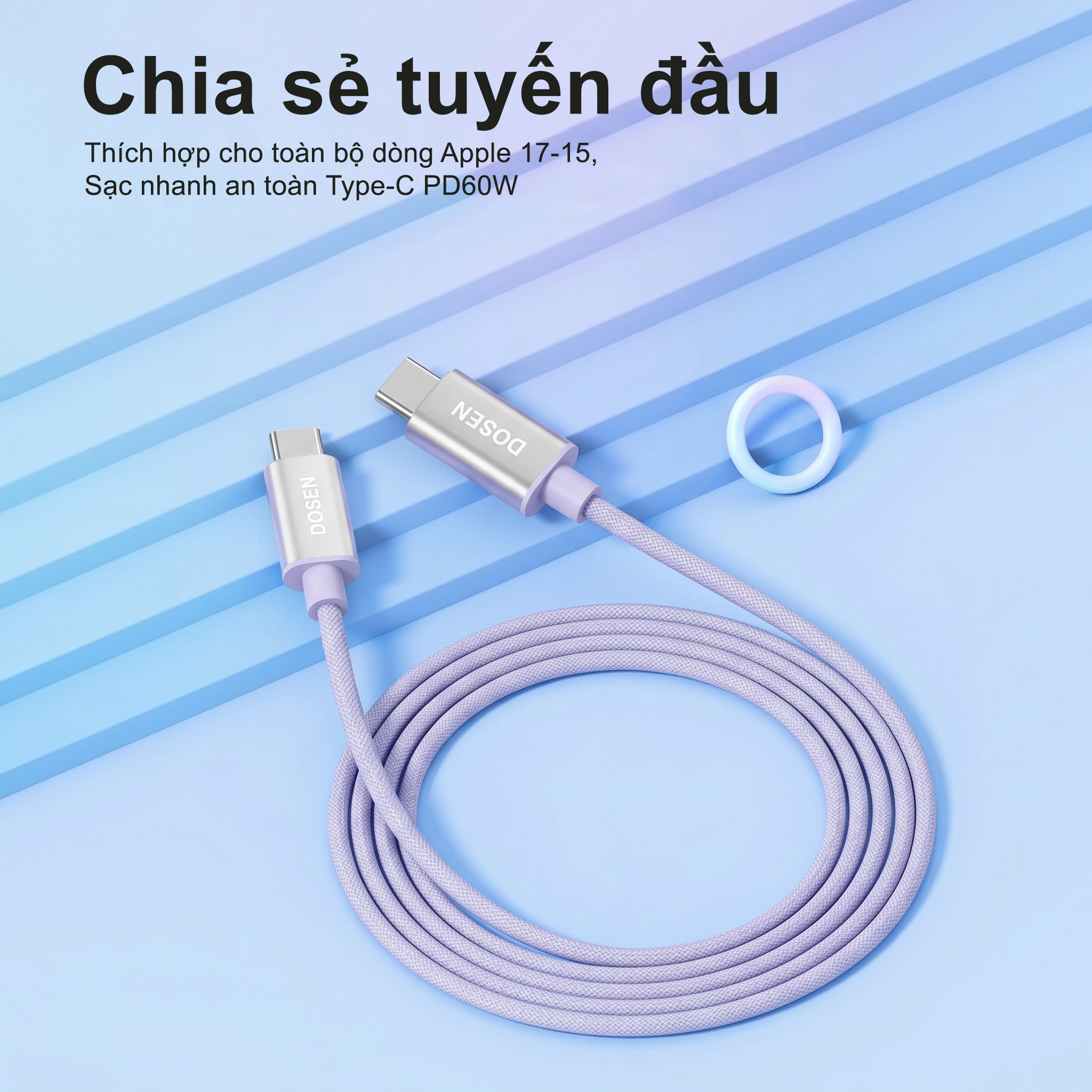DOSEN PRO 1M-2M Dây cáp sạc nhanh PD 60W từ Type-C sang Type-C tiện dụng cho Macbook Pro Xiaomi Samsung – ảnh mô tả chi tiết 2