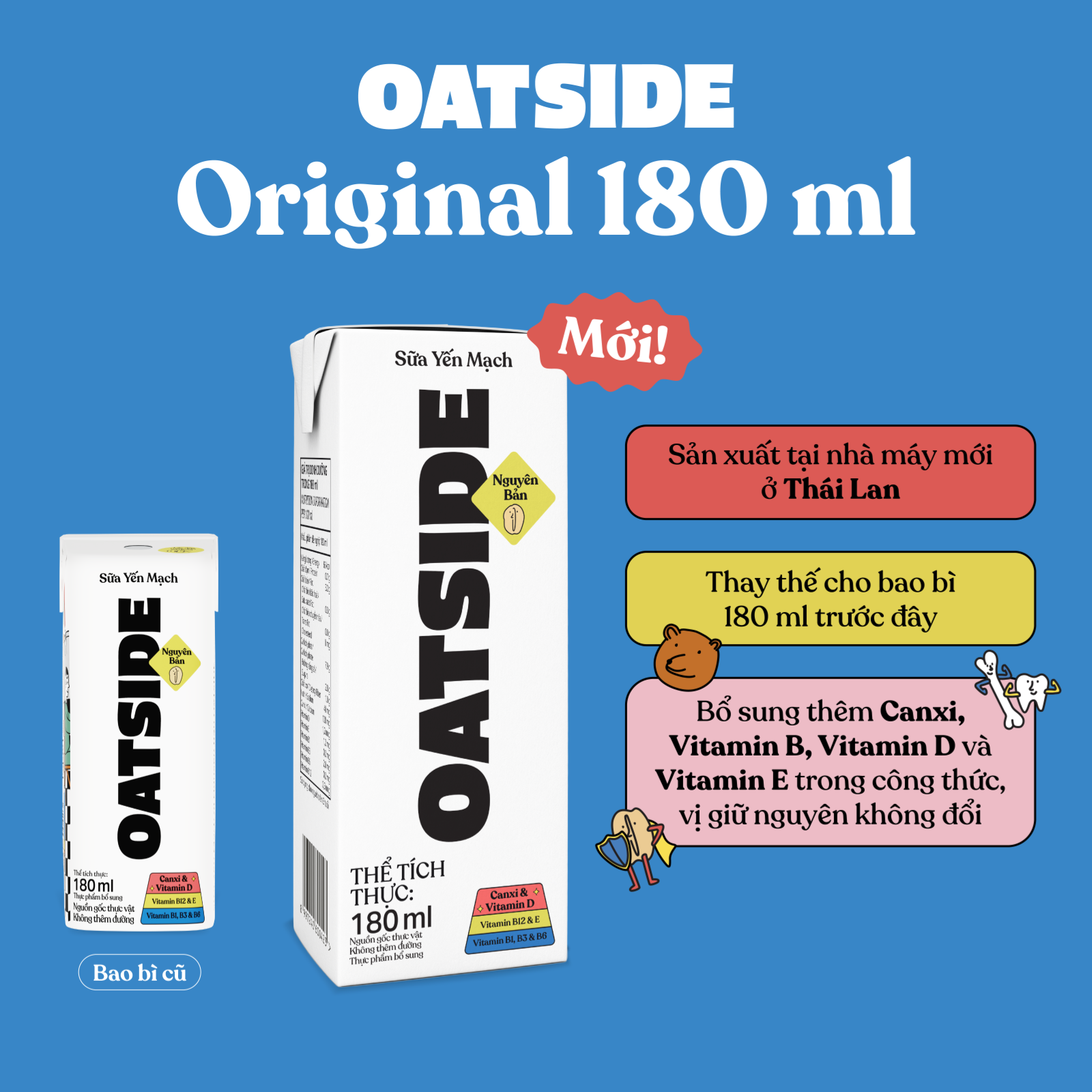 Sữa yến mạch OATSIDE vị nguyên bản Original lốc 180ml x 24 - Không ...