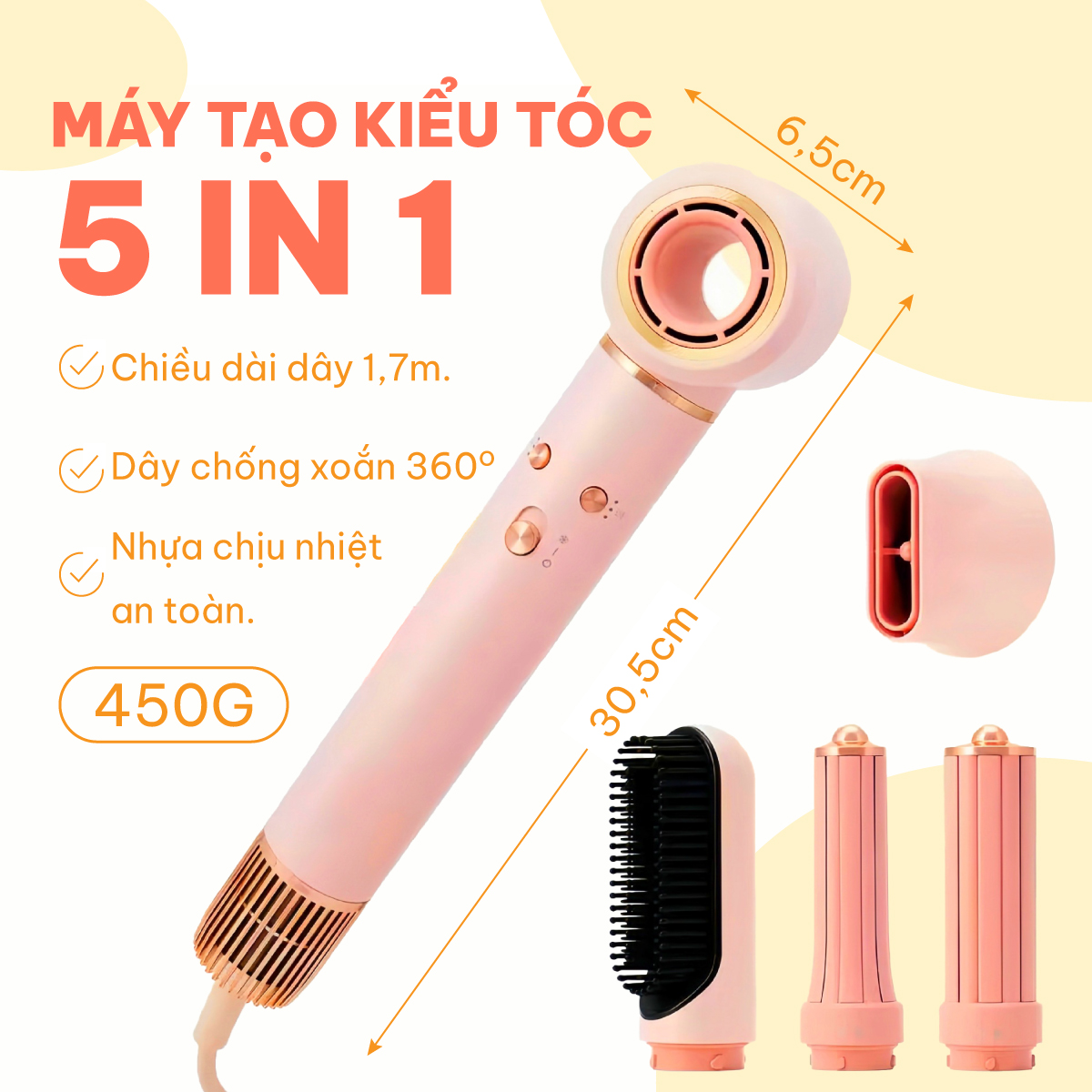 Máy Sấy Tóc Tạo Kiểu Lokykin Fitz 5in1 Phồng Và Mượt Tóc Công Nghệ Ion ...