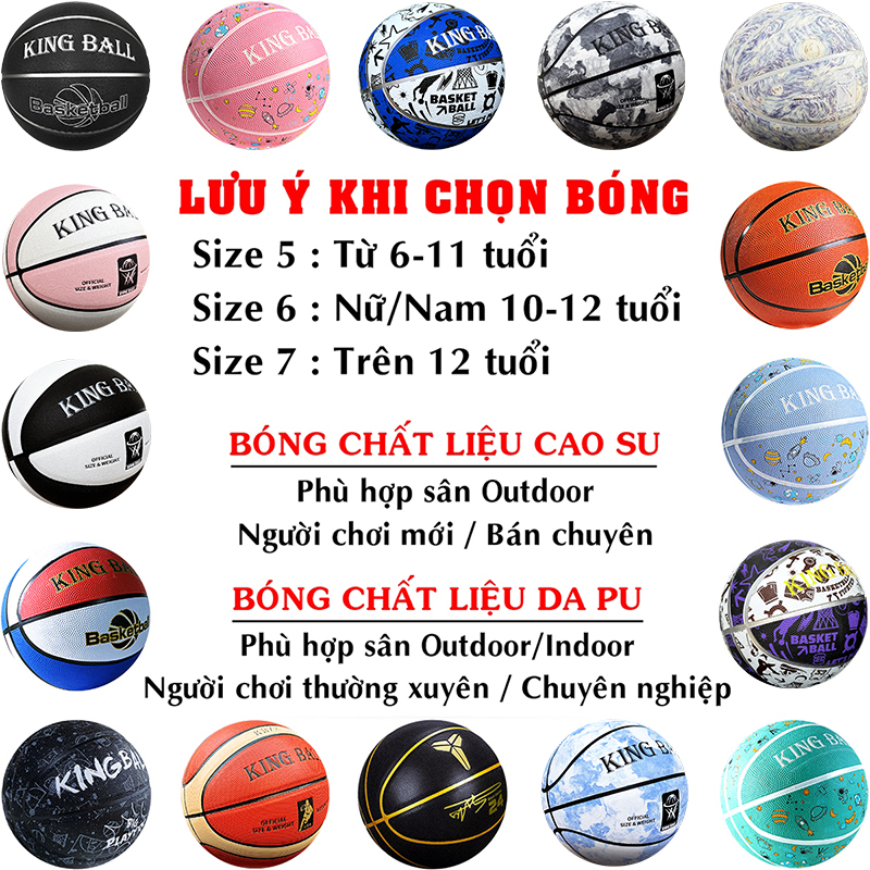 Bóng Rổ Da Cao Su Size Số 5 6 7 Chính Hãng King Ball Banh Bóng Rổ Trẻ ...