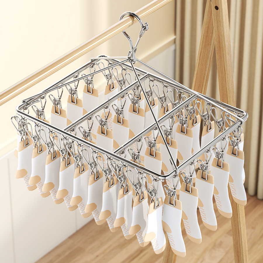 Móc Phơi Kẹp Inox Đa Năng 20-50 kẹp, Giàn Kẹp Phơi Tất Vớ Đồ Lót Khăn Nhỏ Gấp Gọn Tiện Lợi