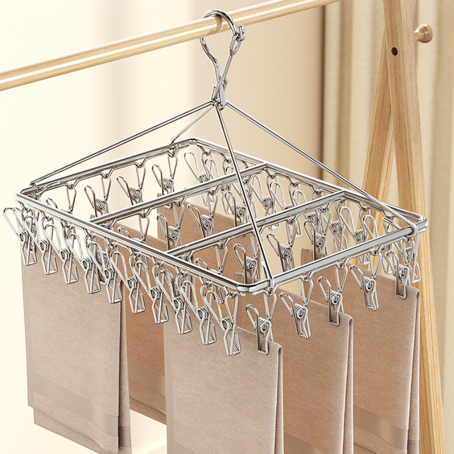 Móc Phơi Kẹp Inox Đa Năng 20-50 kẹp, Giàn Kẹp Phơi Tất Vớ Đồ Lót Khăn Nhỏ Gấp Gọn Tiện Lợi