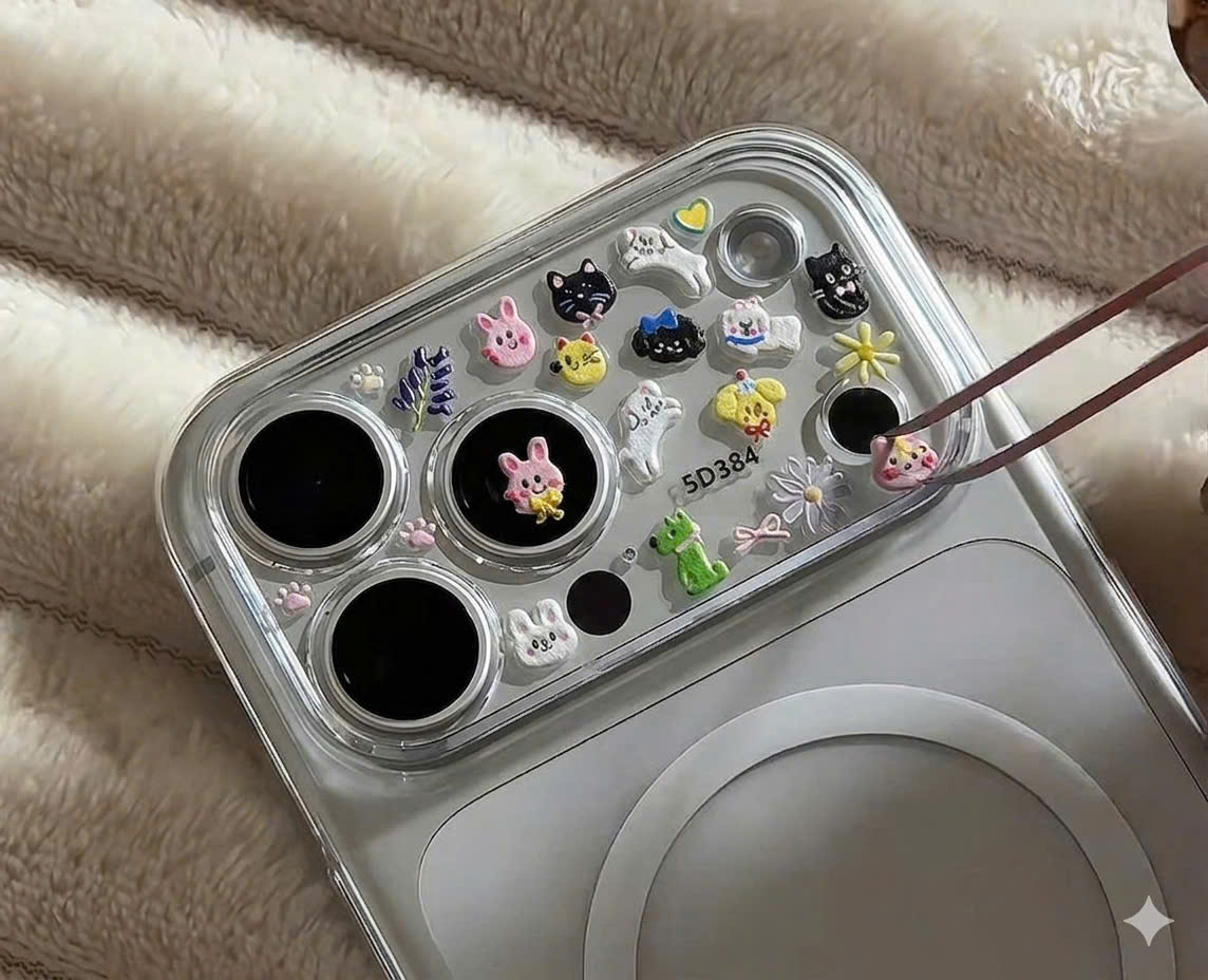 Sticker mini nổi decor siêu xinh – dán cam iPhone, quạt cầm tay, ốp điện thoại, sổ tay, phụ kiện cá nhân – ảnh mô tả chi tiết 2