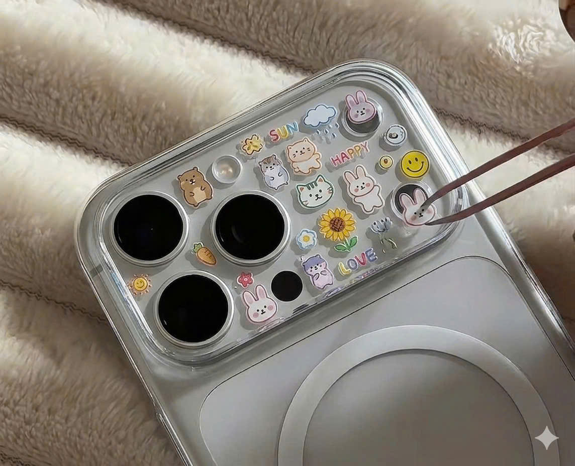 Sticker mini nổi decor siêu xinh – dán cam iPhone, quạt cầm tay, ốp điện thoại, sổ tay, phụ kiện cá nhân – ảnh mô tả chi tiết 6