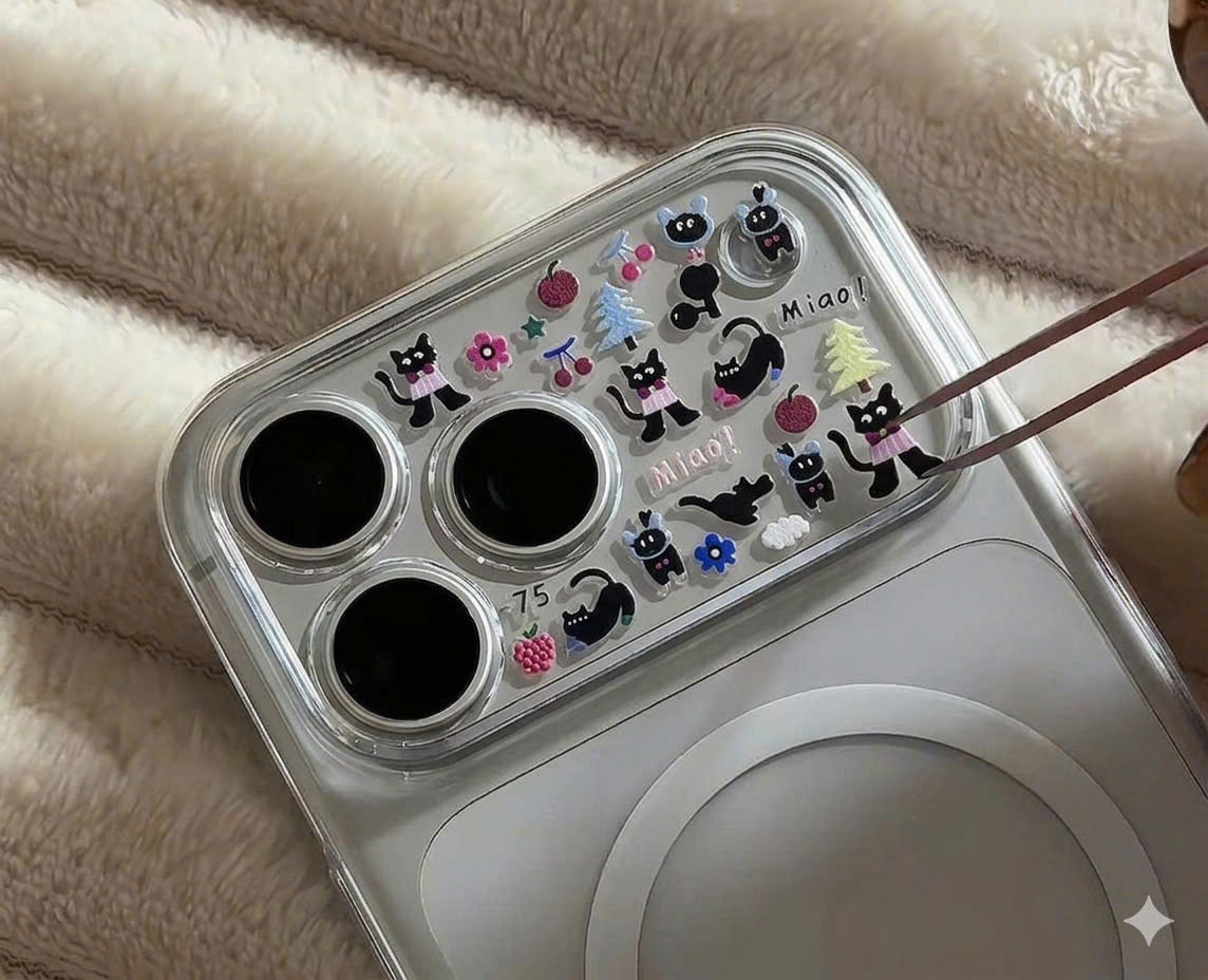 Sticker mini nổi decor siêu xinh – dán cam iPhone, quạt cầm tay, ốp điện thoại, sổ tay, phụ kiện cá nhân – ảnh mô tả chi tiết 7