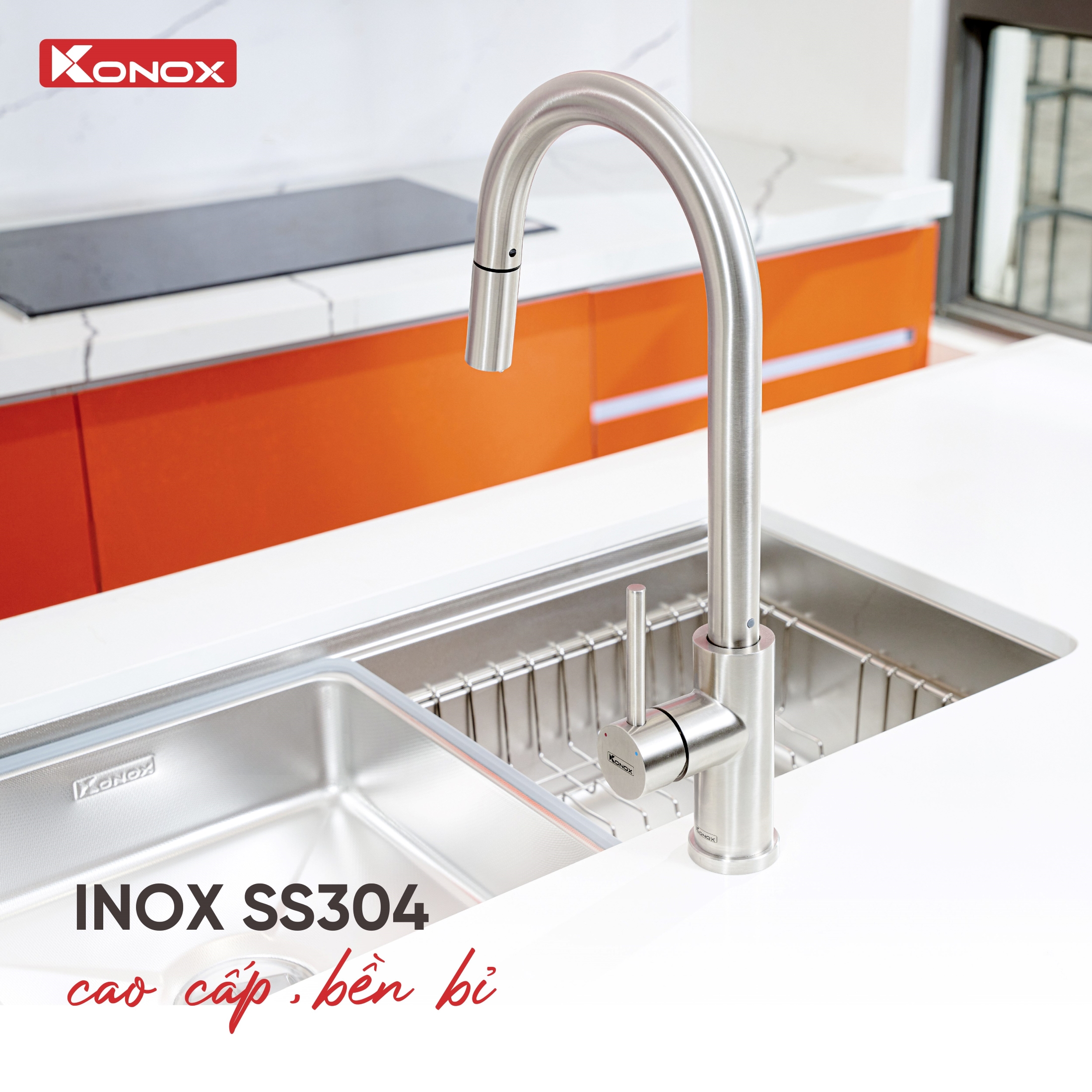 Vòi rửa bát dây rút Konox Reno Smart dòng chảy mới - Bảo hành 5 năm ...