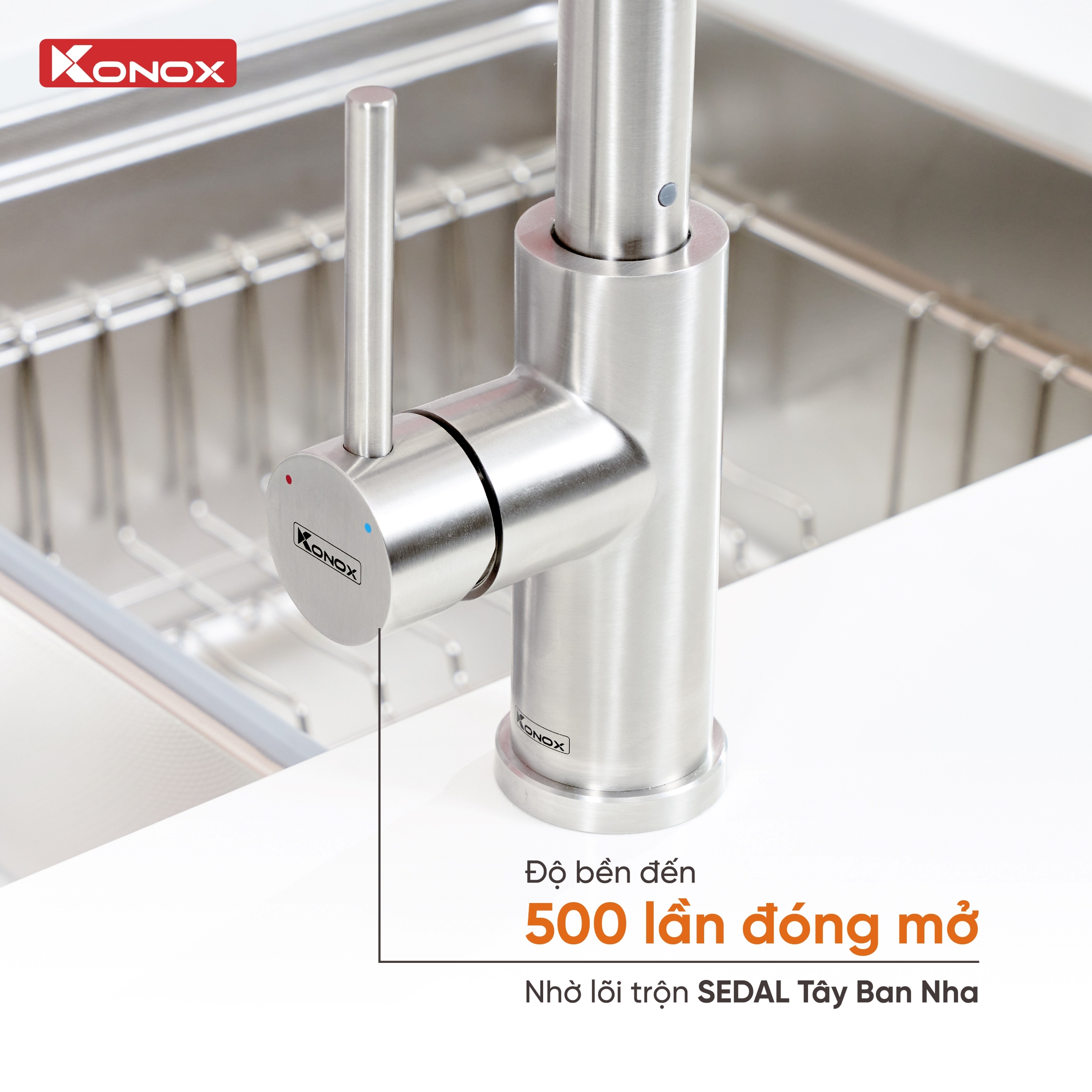 Vòi rửa bát dây rút Konox Reno Smart dòng chảy mới - Bảo hành 5 năm ...