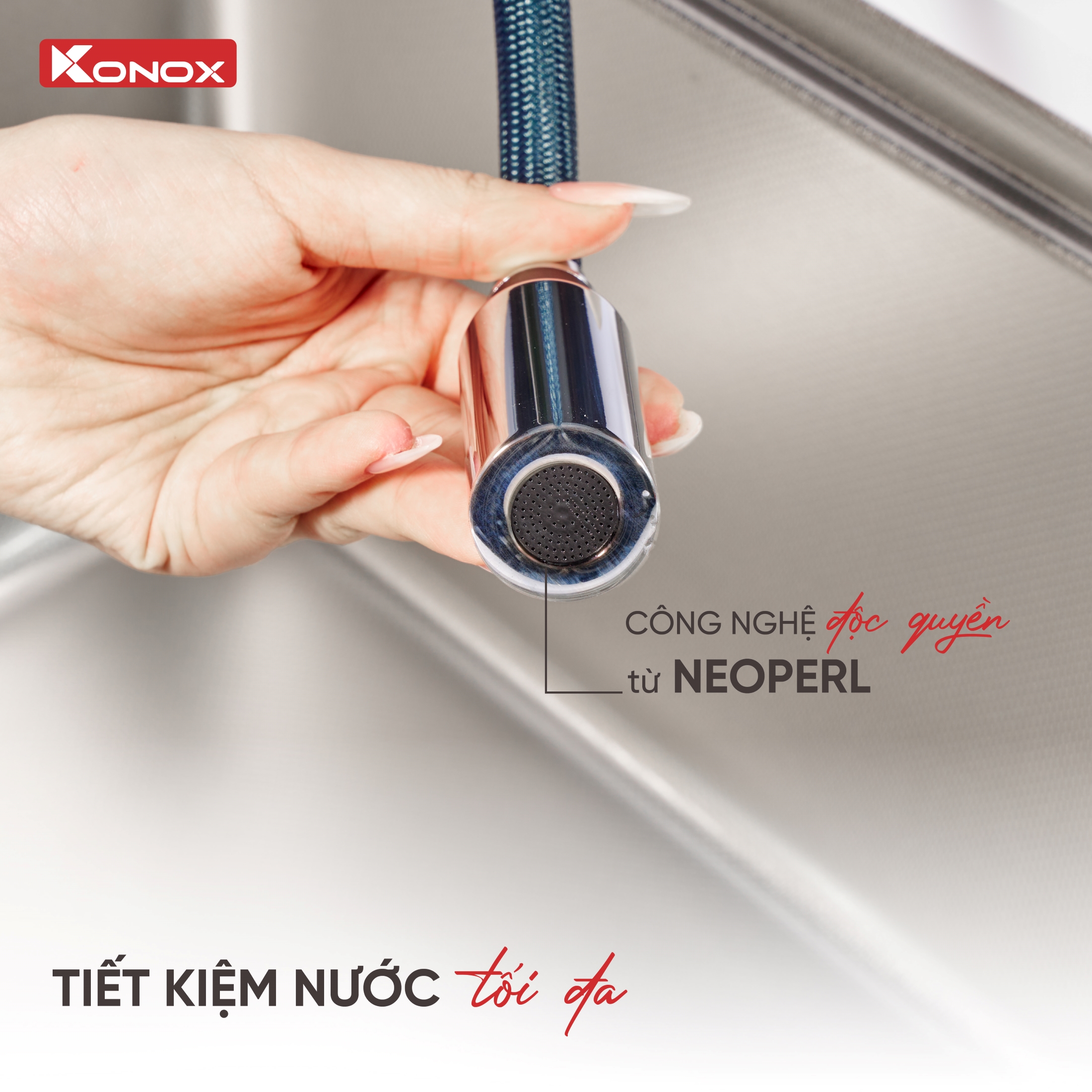 Vòi rửa bát dây rút Konox Reno Smart dòng chảy mới - Bảo hành 5 năm ...