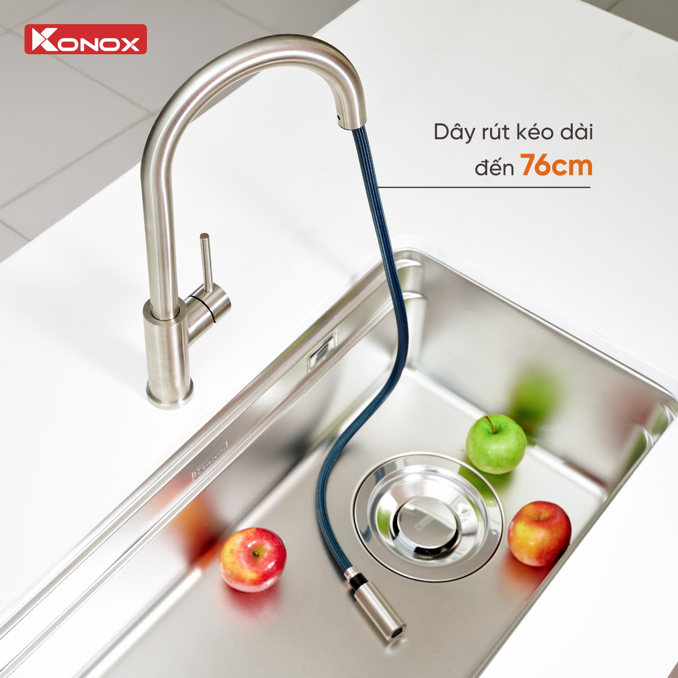 Vòi rửa bát dây rút Konox Reno Smart dòng chảy mới - Bảo hành 5 năm ...