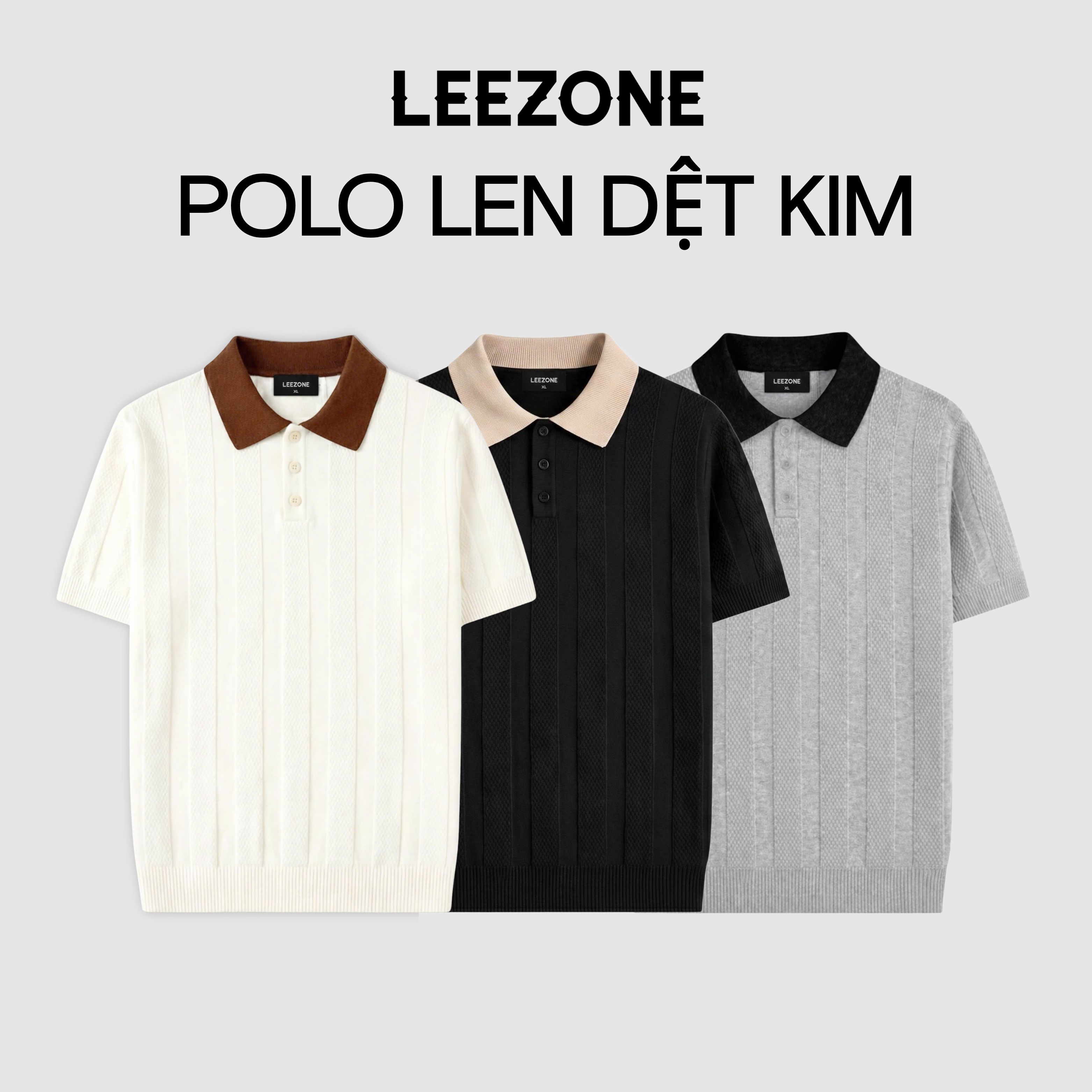 [MỞ BÁN] Áo Polo Len Dệt Kim Cao Cấp Hot Trend 2026 Ngắn Tay LeeZone | Polo Len Sọc Nổi