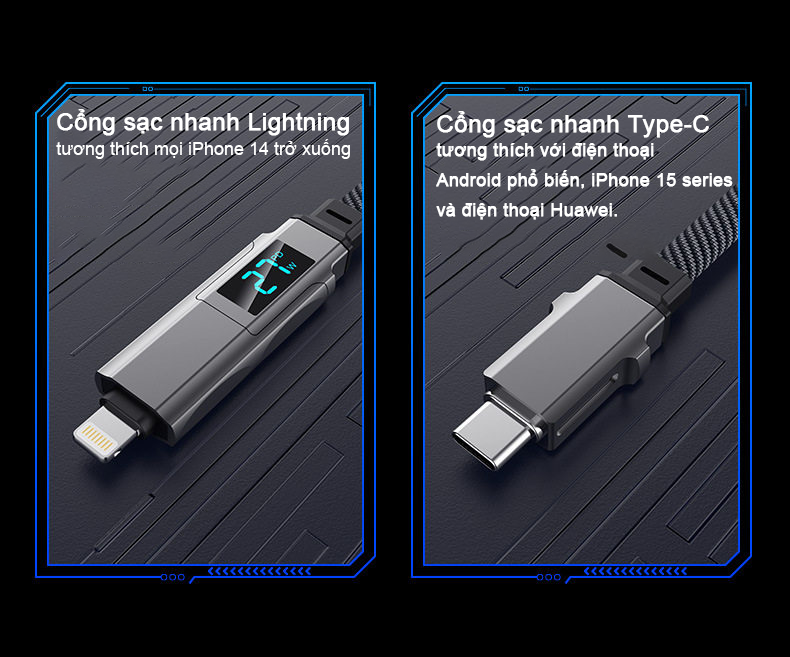 Cáp Sạc Nhanh ANRMESUN 100W 4 Trong 1 USB-A Type-C Hợp Kim Nhôm Cho iPhone Samsung Xiaomi OPPO Android – ảnh mô tả chi tiết 5