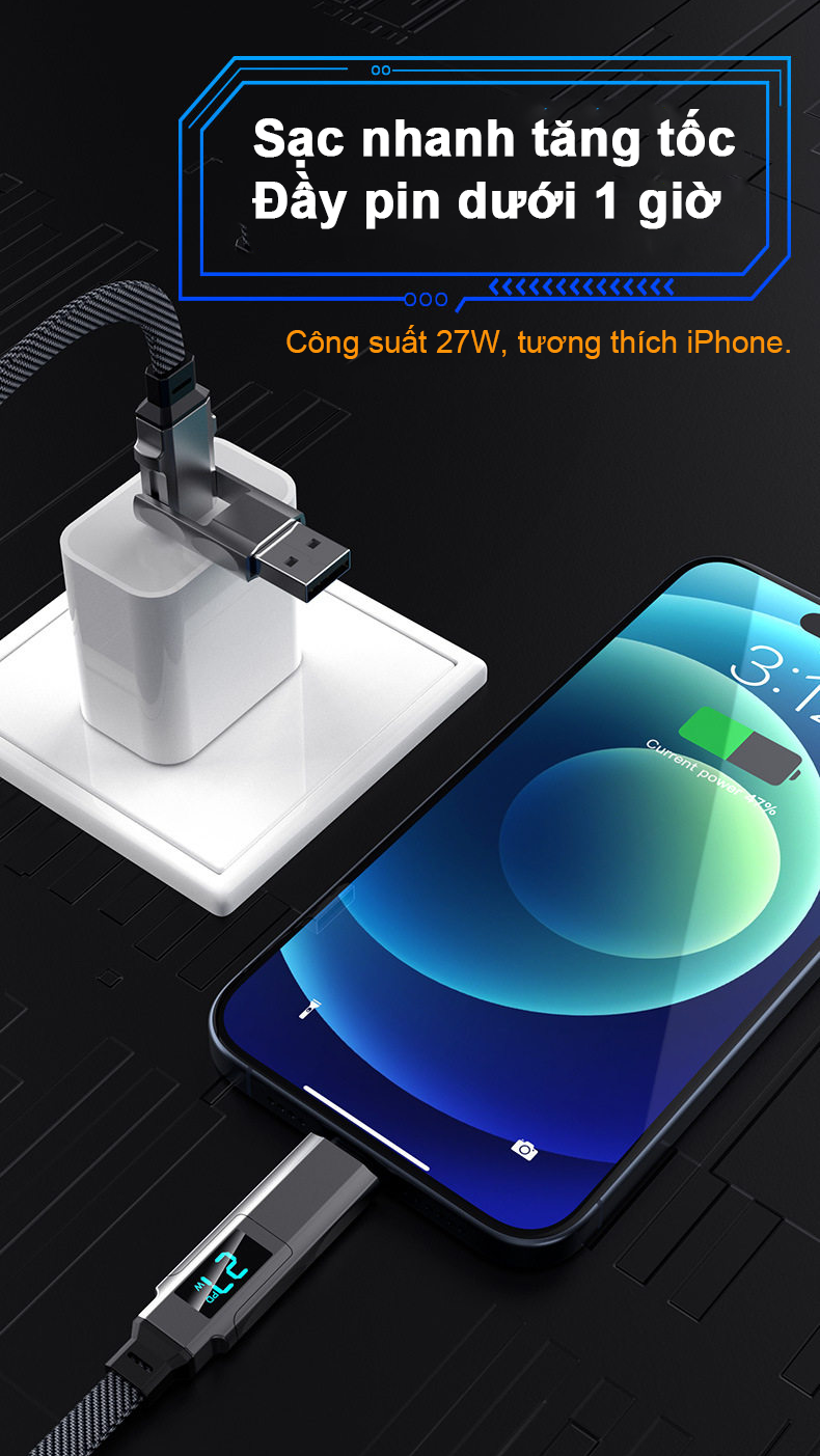 Cáp Sạc Nhanh ANRMESUN 100W 4 Trong 1 USB-A Type-C Hợp Kim Nhôm Cho iPhone Samsung Xiaomi OPPO Android – ảnh mô tả chi tiết 6