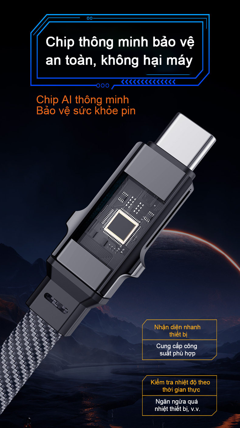 Cáp Sạc Nhanh ANRMESUN 100W 4 Trong 1 USB-A Type-C Hợp Kim Nhôm Cho iPhone Samsung Xiaomi OPPO Android – ảnh mô tả chi tiết 8