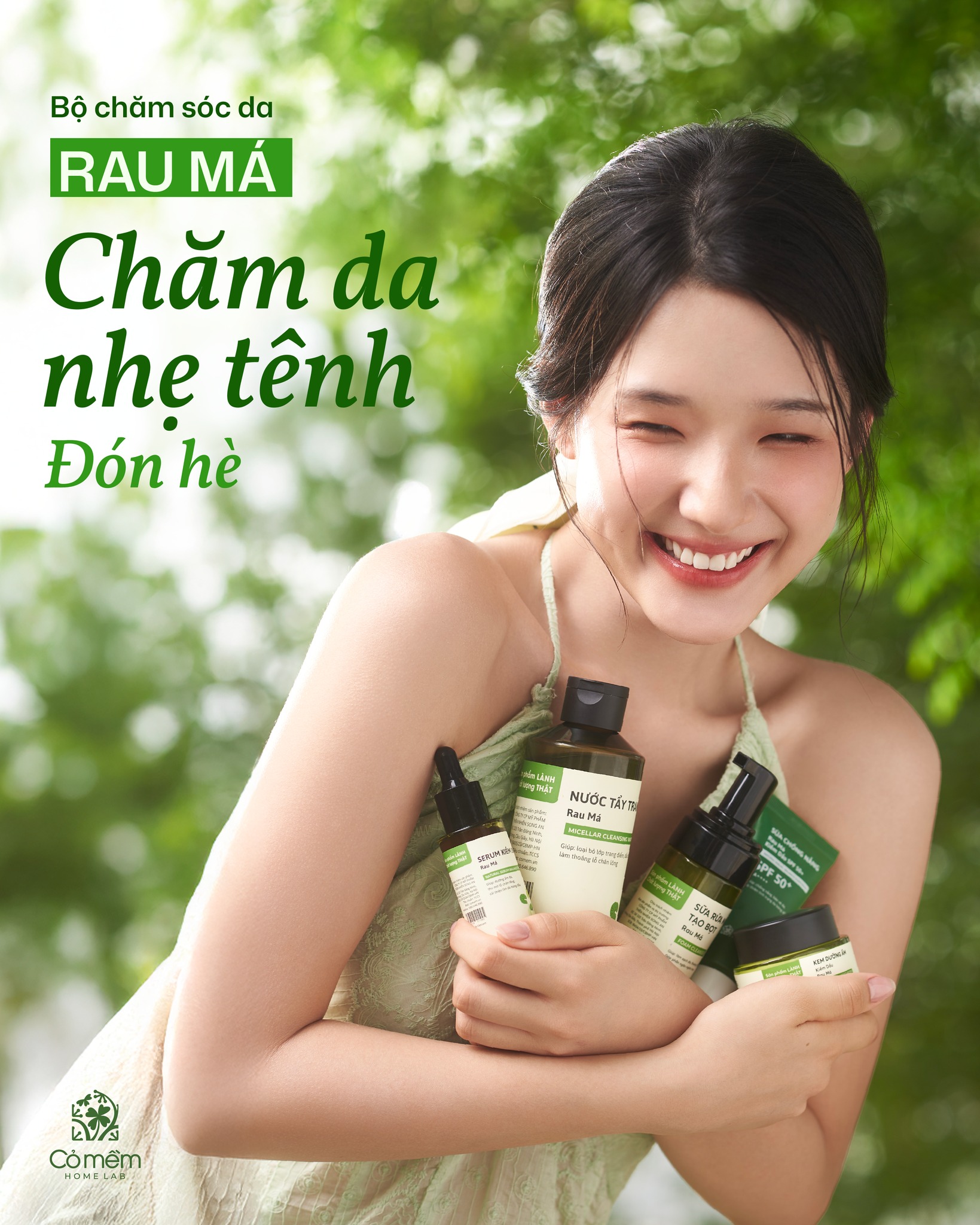 Combo Dưỡng Ẩm Kiềm Dầu Serum Kem Dưỡng Cho Da Dầu Rau Má Cỏ Mềm 80g