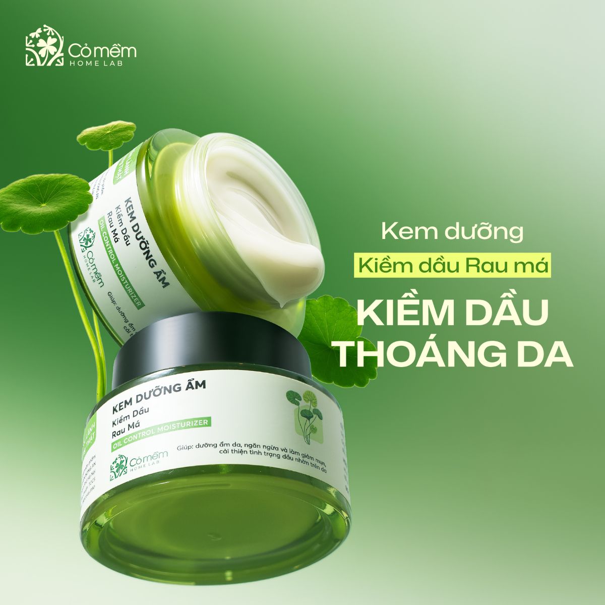 Combo Dưỡng Ẩm Kiềm Dầu Serum Kem Dưỡng Cho Da Dầu Rau Má Cỏ Mềm 80g