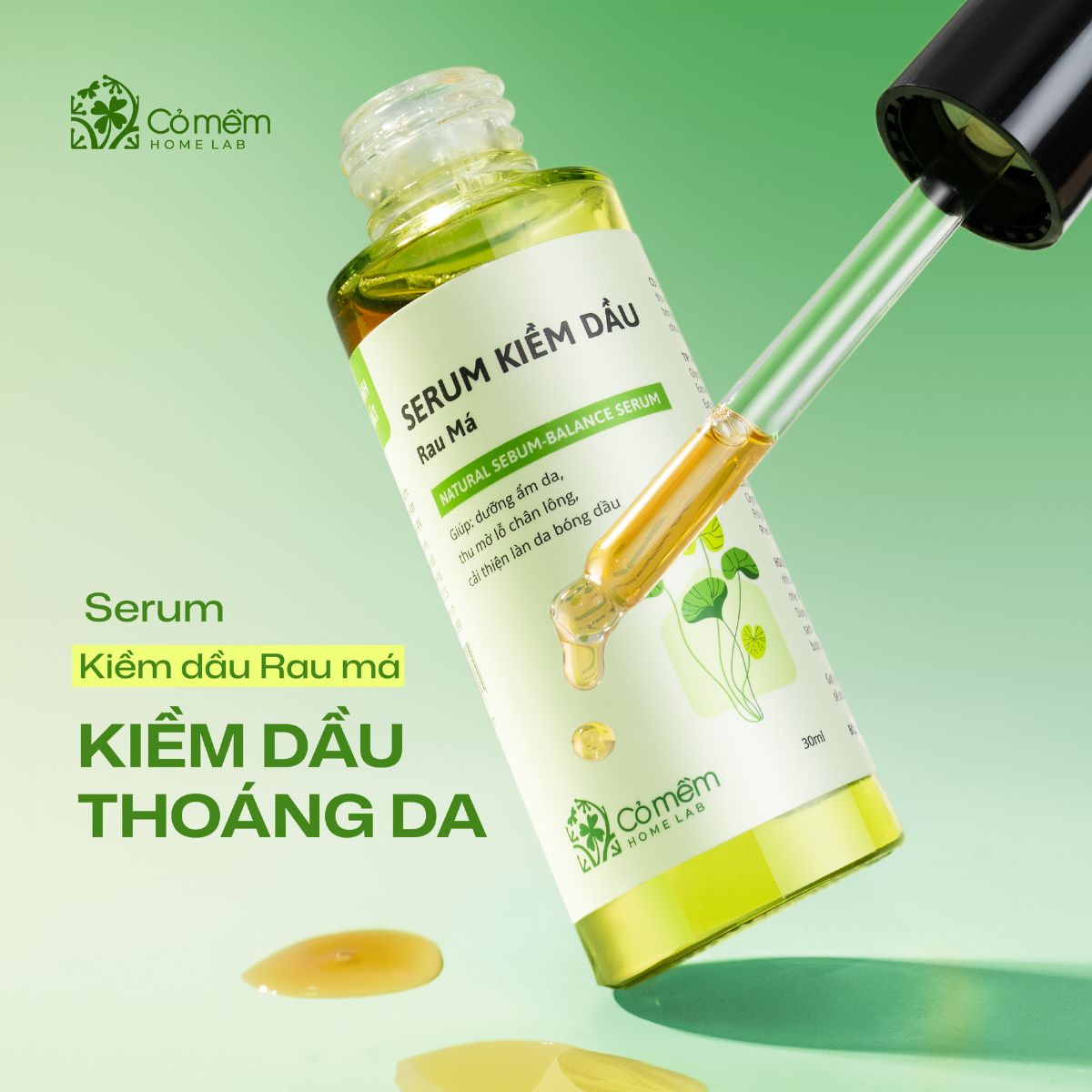 Combo Dưỡng Ẩm Kiềm Dầu Serum Kem Dưỡng Cho Da Dầu Rau Má Cỏ Mềm 80g