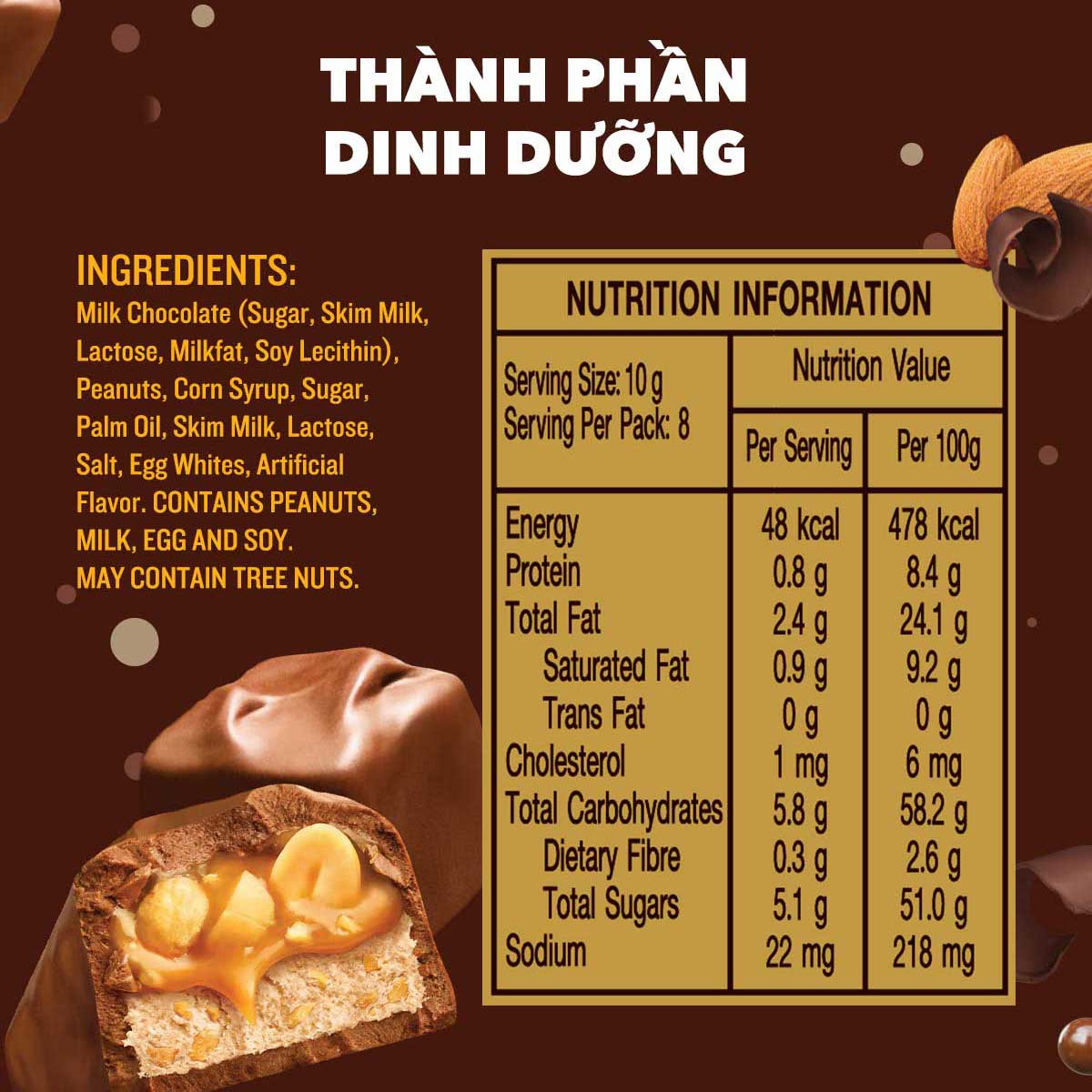 Túi kẹo Sôcôla nhân đậu phộng Snickers MINIs 80g (8 thanh x 10g ...