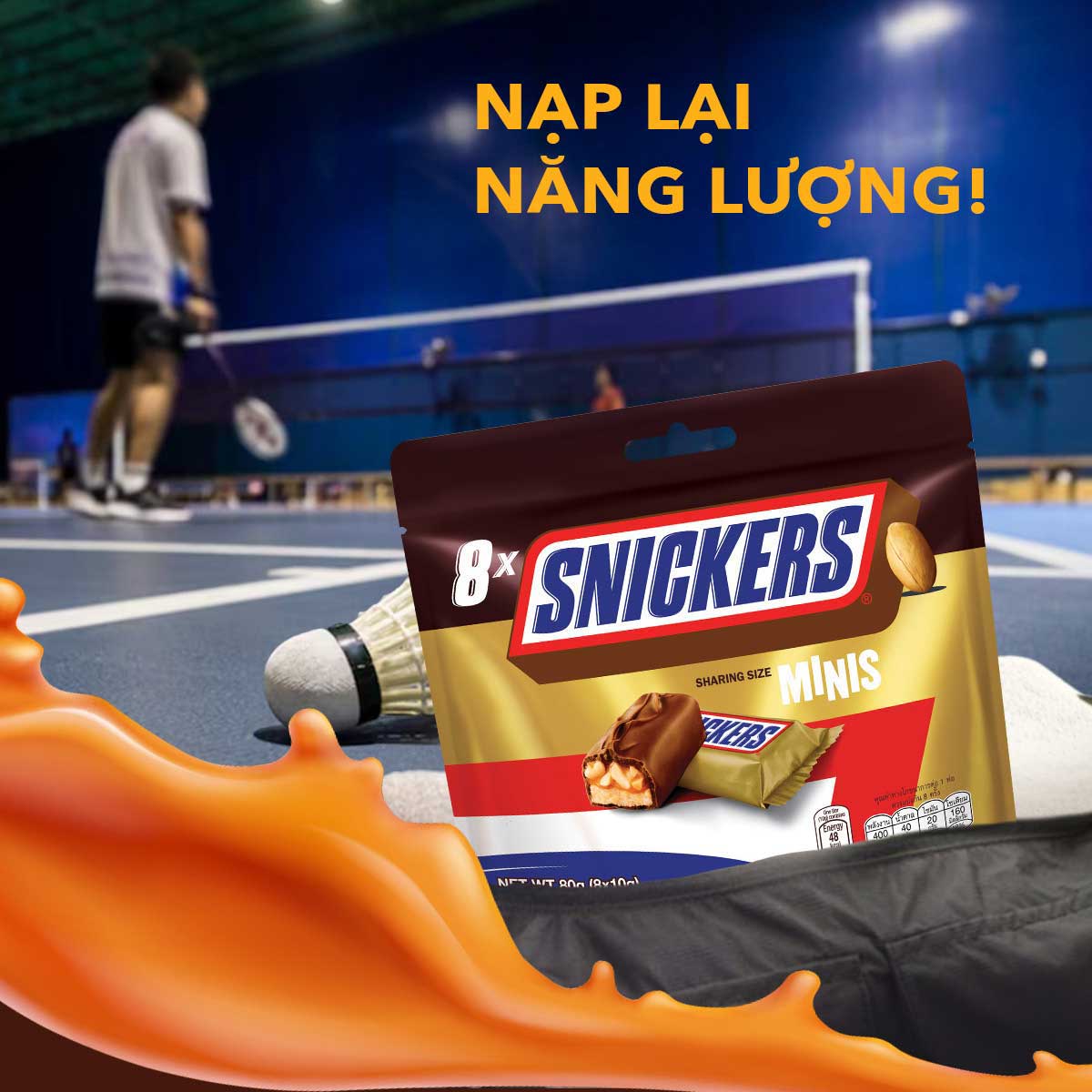 Túi kẹo Sôcôla nhân đậu phộng Snickers MINIs 80g (8 thanh x 10g ...