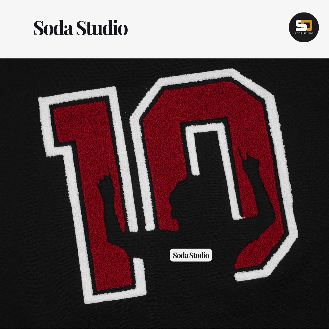 [SUMMER SALE]  Soda Studio| Áo Hoodie Form Boxy Thêu xù SE7EN FLASH - Áo khoác Thời trang Cổ cao thêu số 7 Unisex Nam Nữ