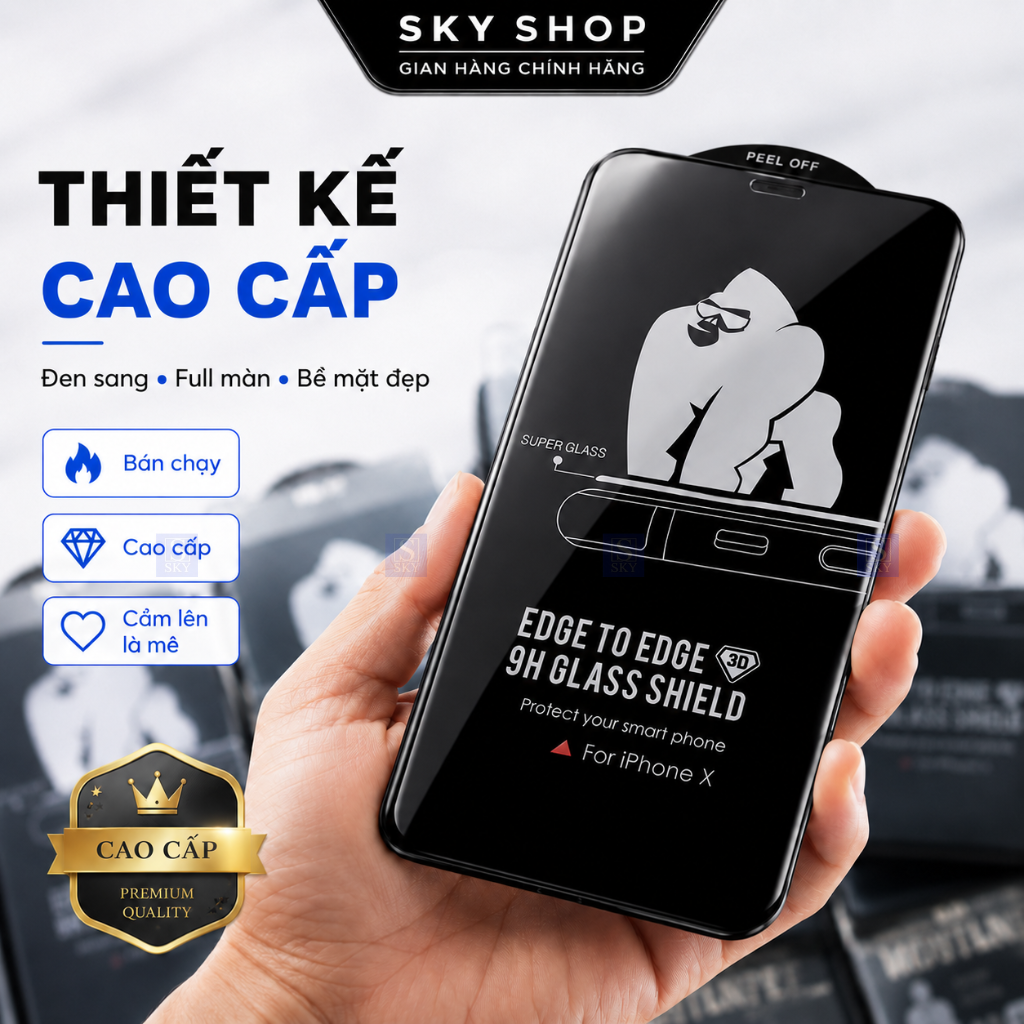 Kính cường lực iphone 15 pro max 14 pro max 11 13 promax 12 7 8 Plus xsmax xr x xs 16 17 ProMax 18 17 Air - Full màn 3D – ảnh mô tả chi tiết 8