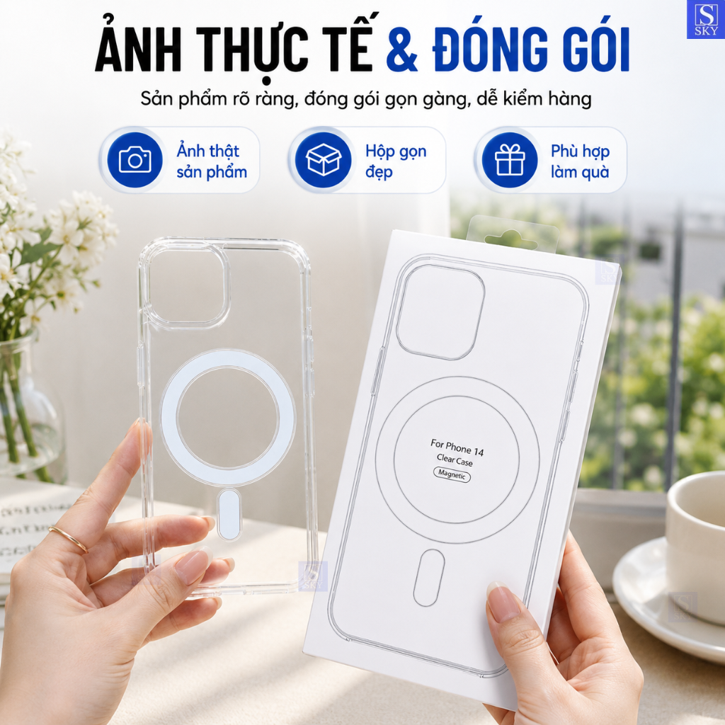 Ốp lưng iphone trong suốt chống sốc - Hỗ trợ sạc không dây cho 11 pro max 12 promax 13 14 15 Plus 16 17 ProMax 18 17 Air – ảnh mô tả chi tiết 2