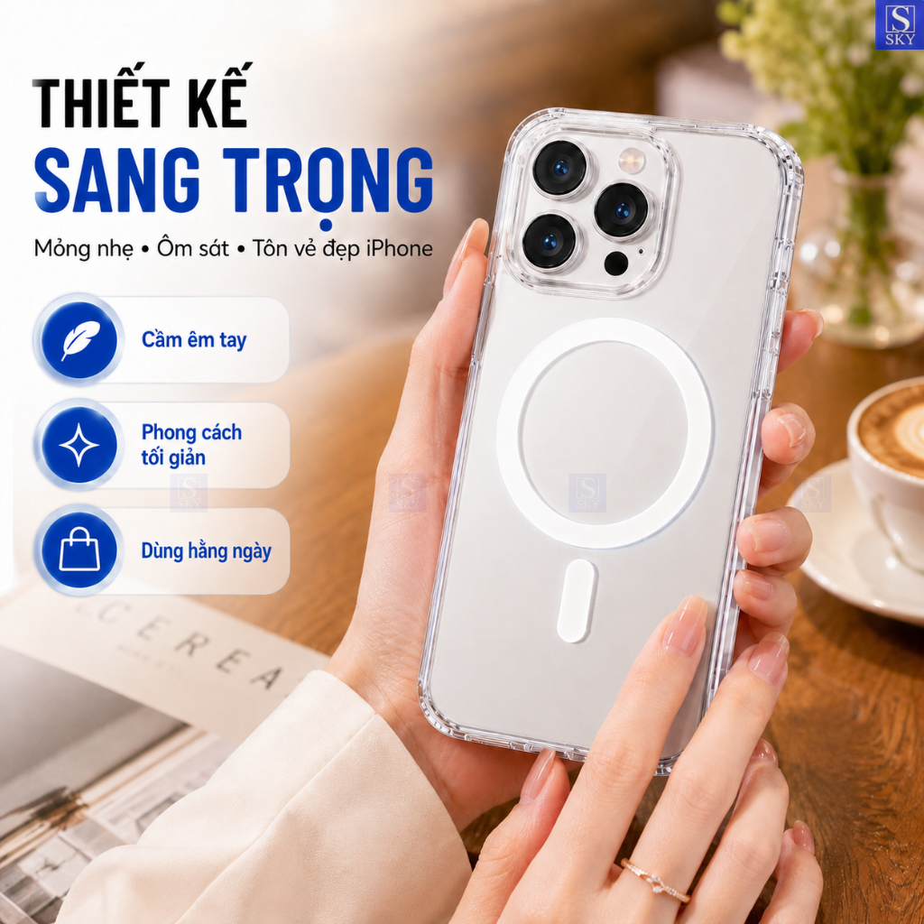 Ốp lưng iphone trong suốt chống sốc - Hỗ trợ sạc không dây cho 11 pro max 12 promax 13 14 15 Plus 16 17 ProMax 18 17 Air – ảnh mô tả chi tiết 6