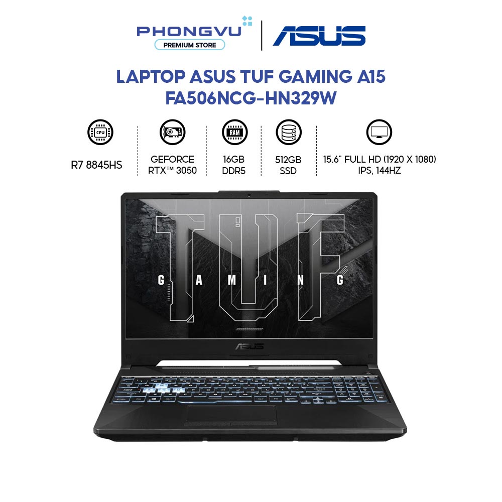 Laptop Gaming Asus TUF A15 FA506NCG-HN329W - Ryzen 7 8845HS - RAM 16GB - 512GB SSD - BH 24 tháng