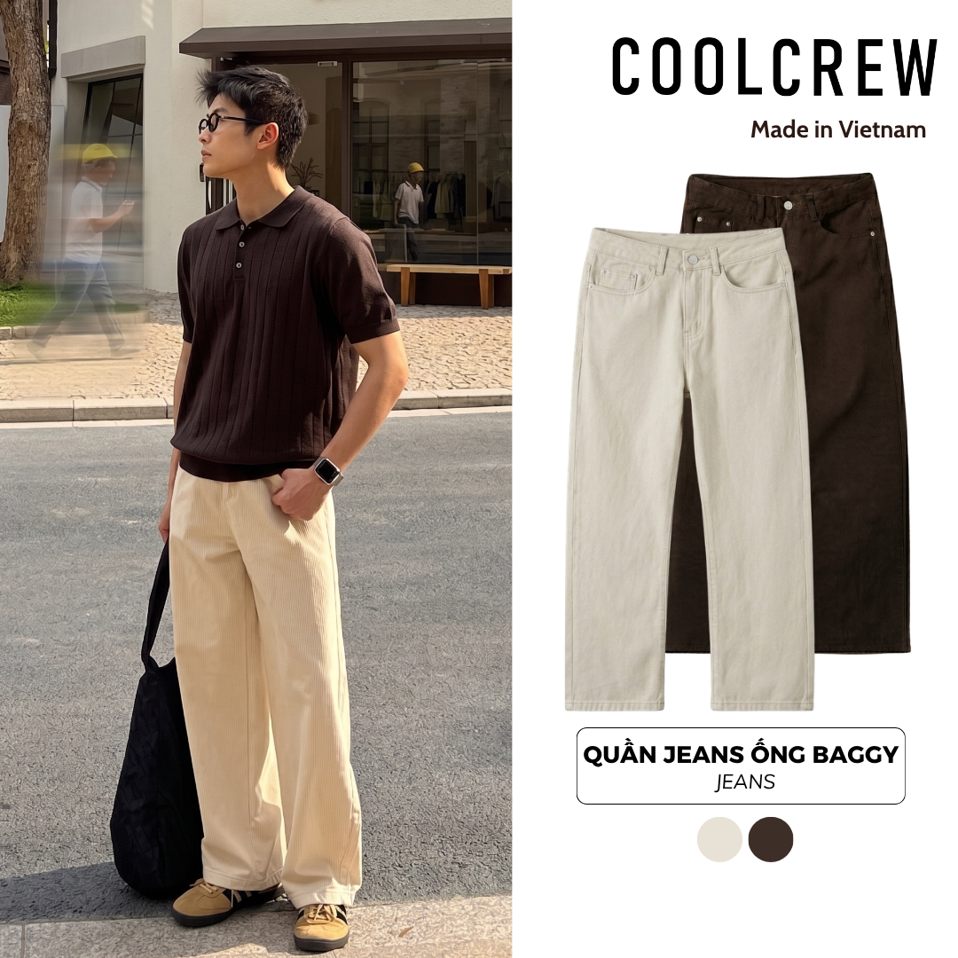 Quần Jeans Ống Baggy 𝐂𝐎𝐎𝐋𝐂𝐑𝐄𝐖 Unisex Nam Nữ Phong Cách Thời Trang Hàn Quốc QED127