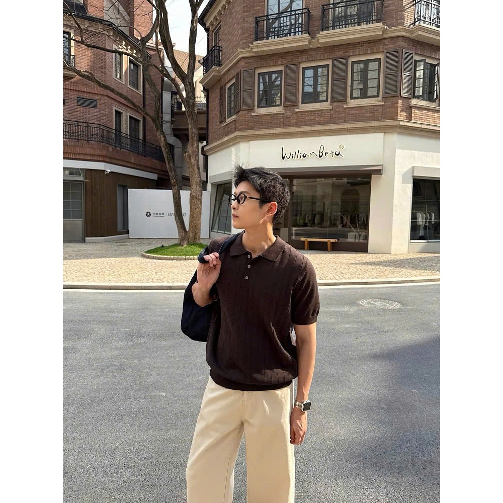 Áo Polo Len Dệt Kim Tay Ngắn 3 Cúc 𝐂𝐎𝐎𝐋𝐂𝐑𝐄𝐖 Basic Dáng Rộng Phong Cách Hàn Quốc Unisex ALH03 APN094