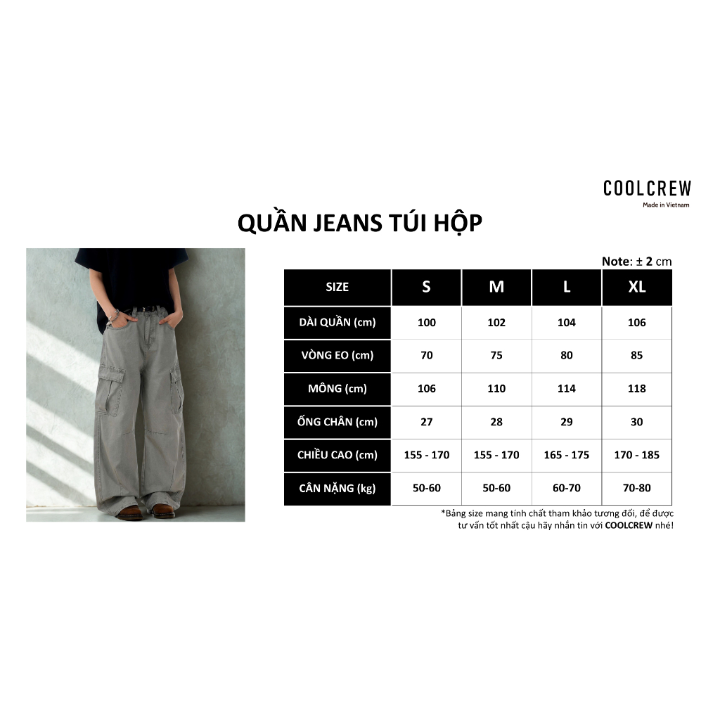 Quần Jeans Túi Hộp 𝐂𝐎𝐎𝐋𝐂𝐑𝐄𝐖 Ống Rộng Unisex Nam Nữ Phong Cách Thời Trang QTD082