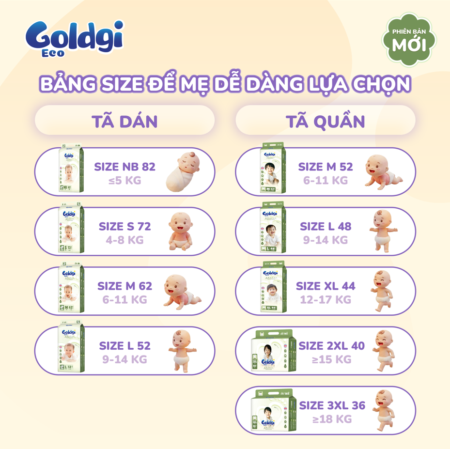 (Mới 2026) Tã Bỉm Goldgi Mclass Chính Hãng Quần/dán đủ size NB/S/M/L/XL ...