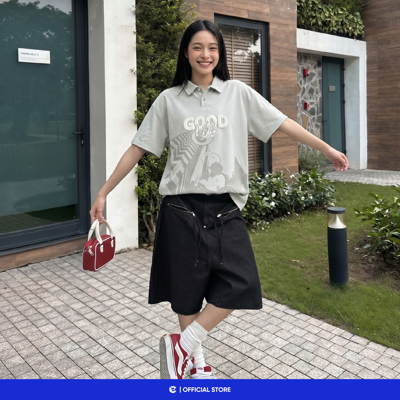 Áo thun phông polo cổ bẻ trẻ trung boxy Local Brand Chính Hãng City Cycle Áo Polo Good Vibe